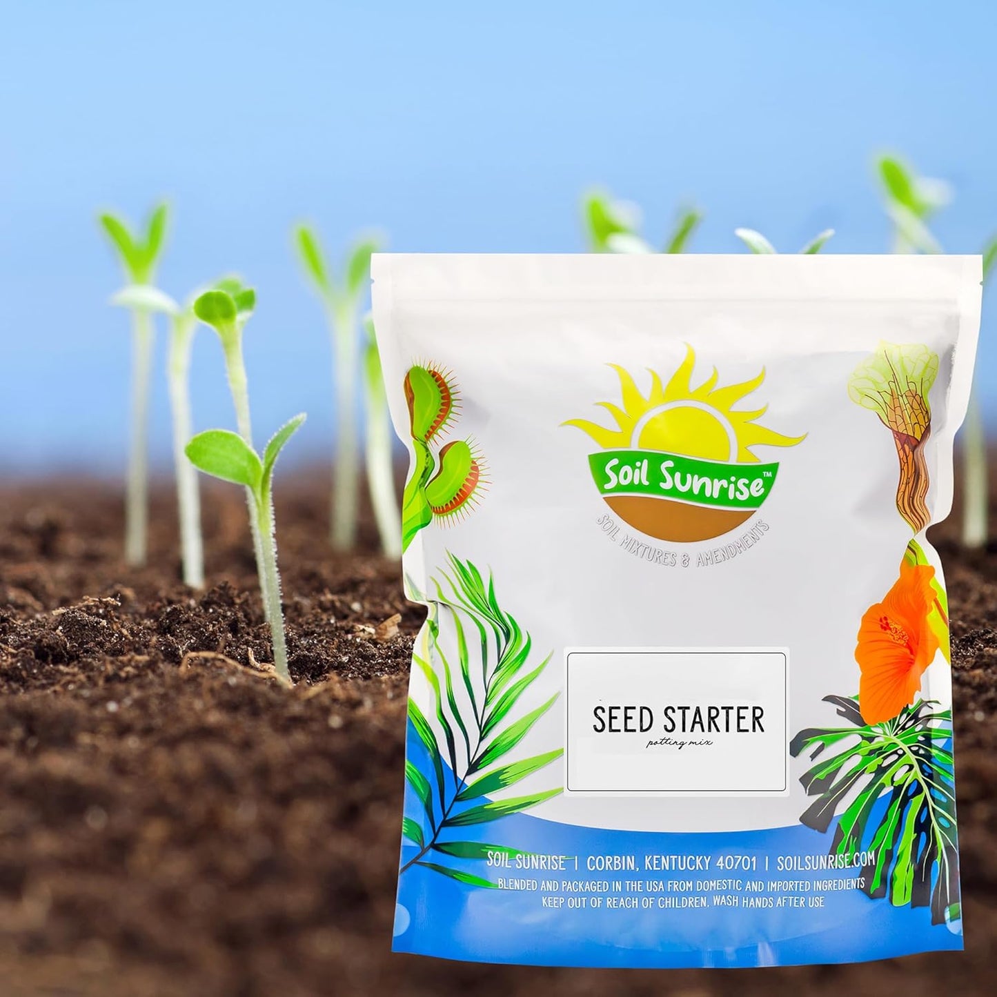Soil Sunrise All Natural Seed Starting Mix (8 Quarts) Expert Grade Seed Starter Potting Mix, Start Herbs, Vegetables, and Other Grass