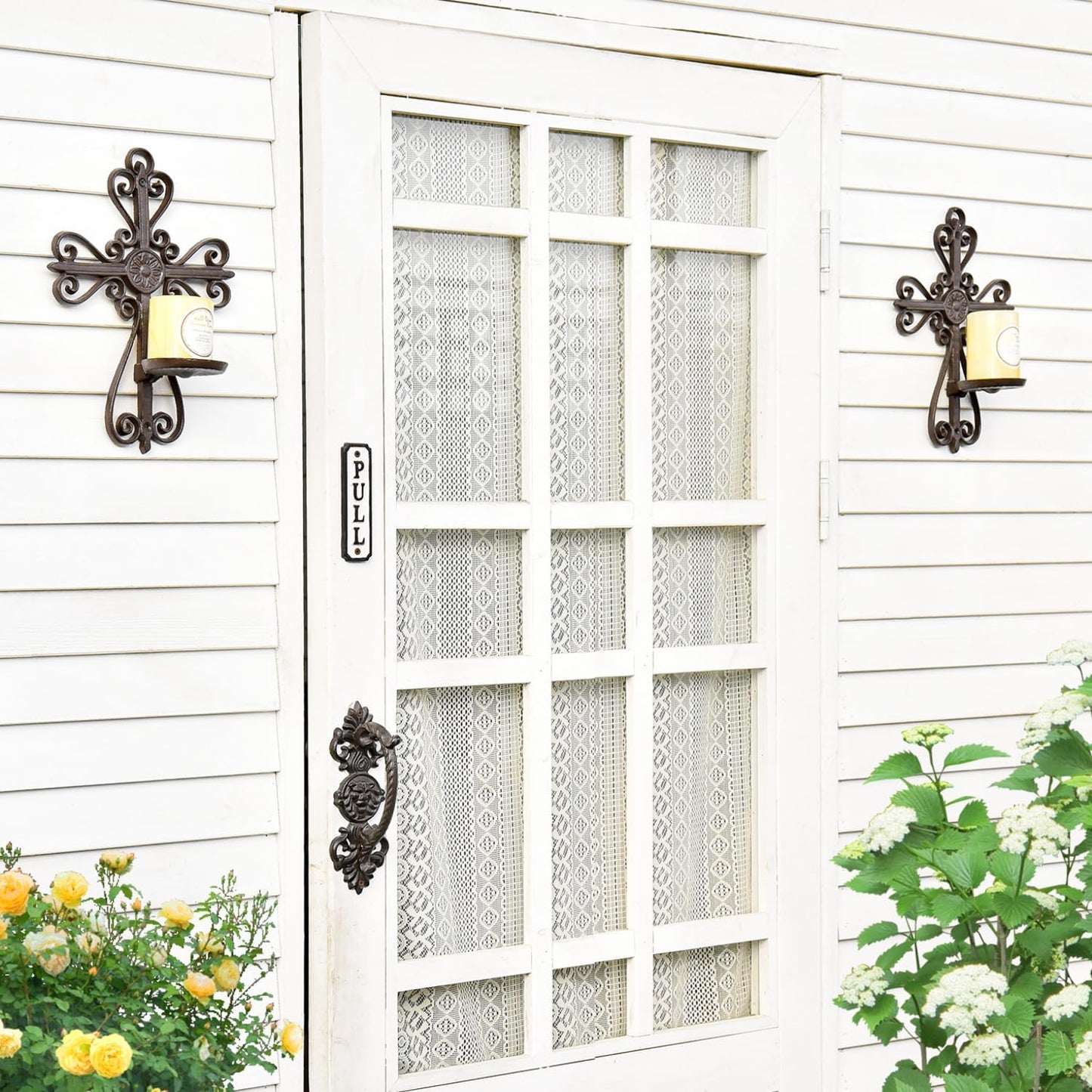 Sungmor Cast Iron Candle Sconces Set of 2, Decorative Wall Mounted Candle Holder, Vintage Cross Shape Home Candle Display Holder, Gothic Wall Sconce Kitchen Dining Living Room Patio Decor
