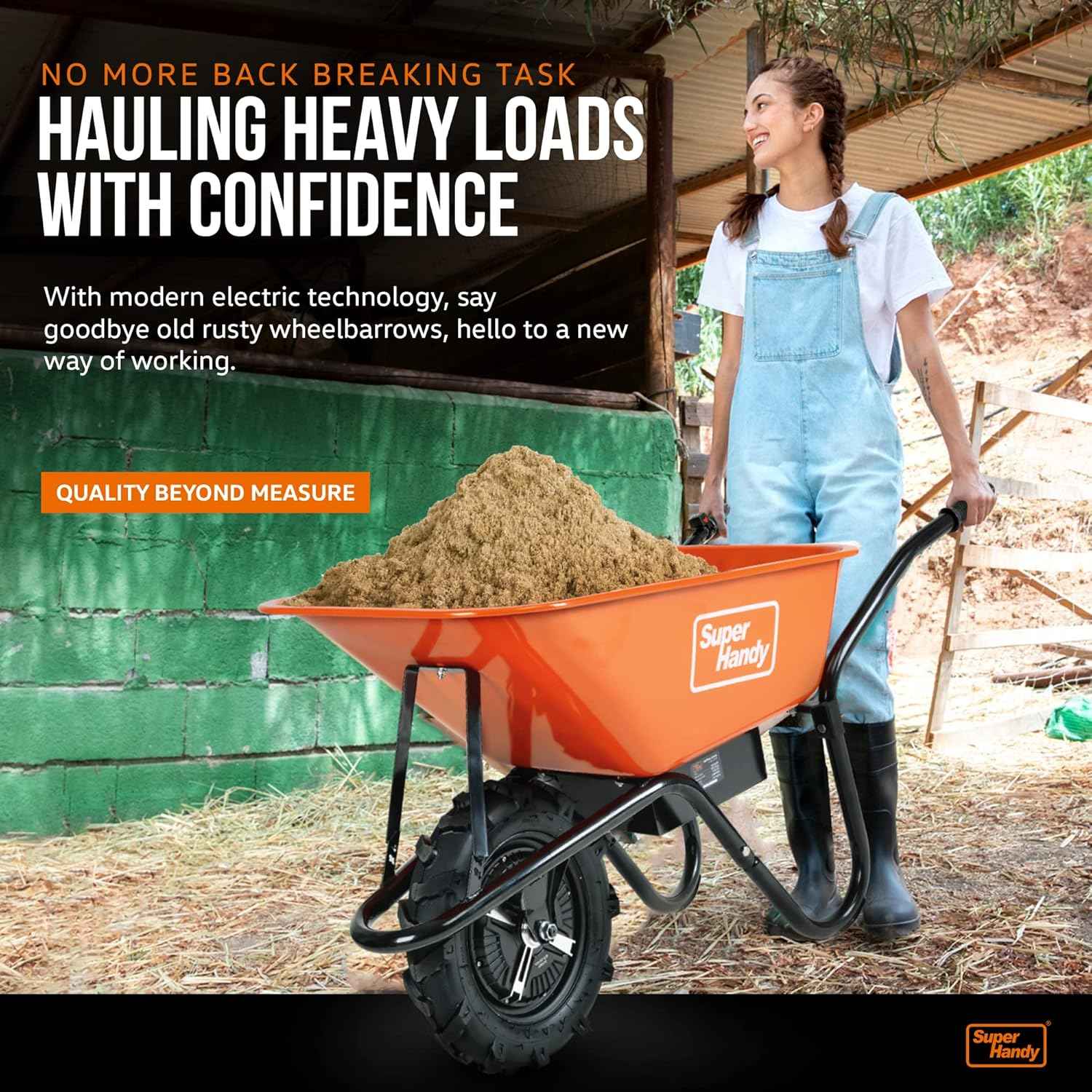 SuperHandy Wheelbarrow Electric Powered Utility Cart 330LBS Capacity Material Debris Hauler