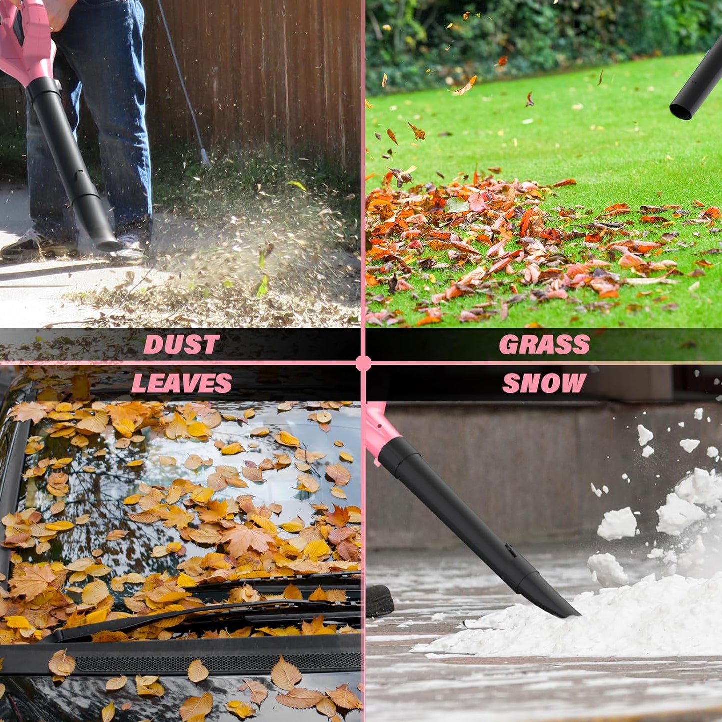 SOYUS Leaf Blower, 20V Leaf Blower Cordless with 2x2.0Ah Battery and Charger, 150 MPH Electric Leaf Blowers with Two-Speed Mode, Blowers for Lawn Care, Debris Dust Cleaning（Pink）