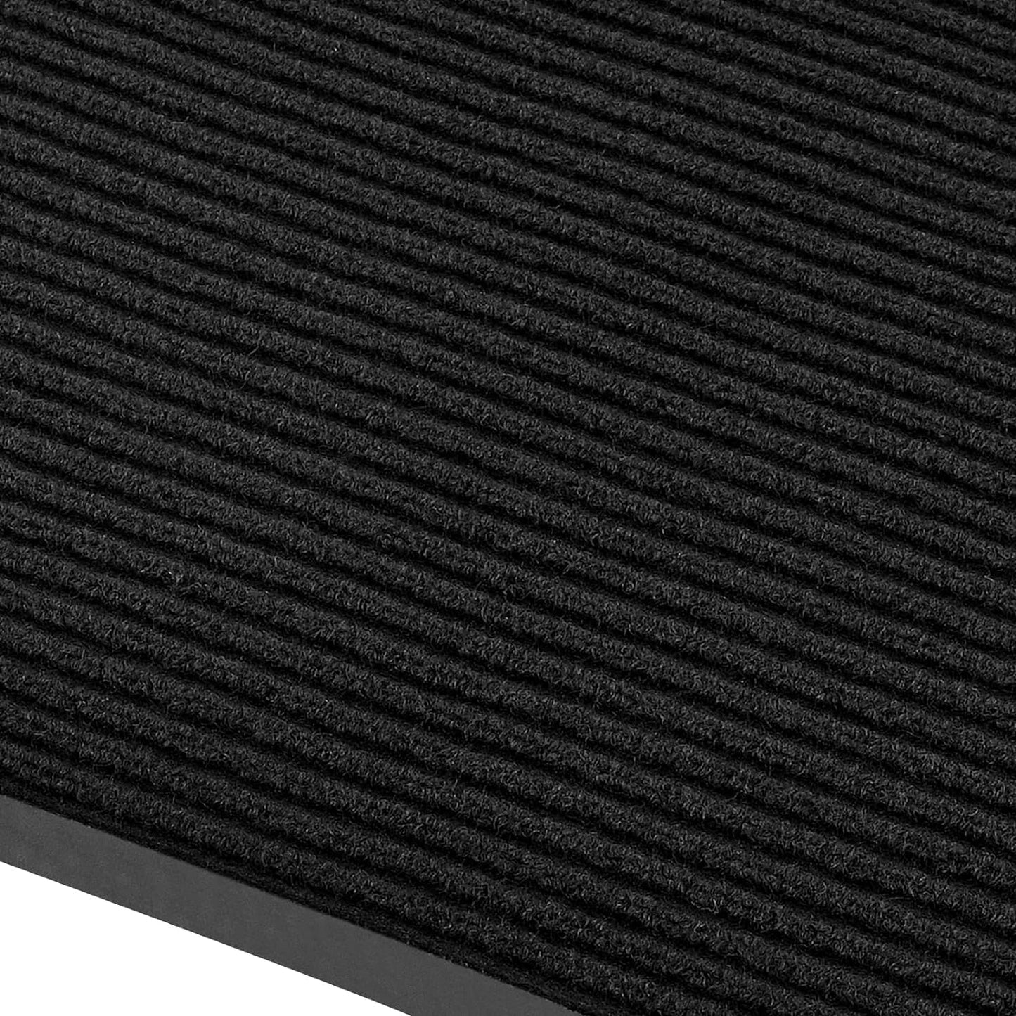 fani Heavy Duty Large Outdoor Indoor Entrance Black Doormat Waterproof Low Profile Entrance Rug Front Door Mat Patio Anti-Skid Rubber Back, 48x96 inch (Jet Black)