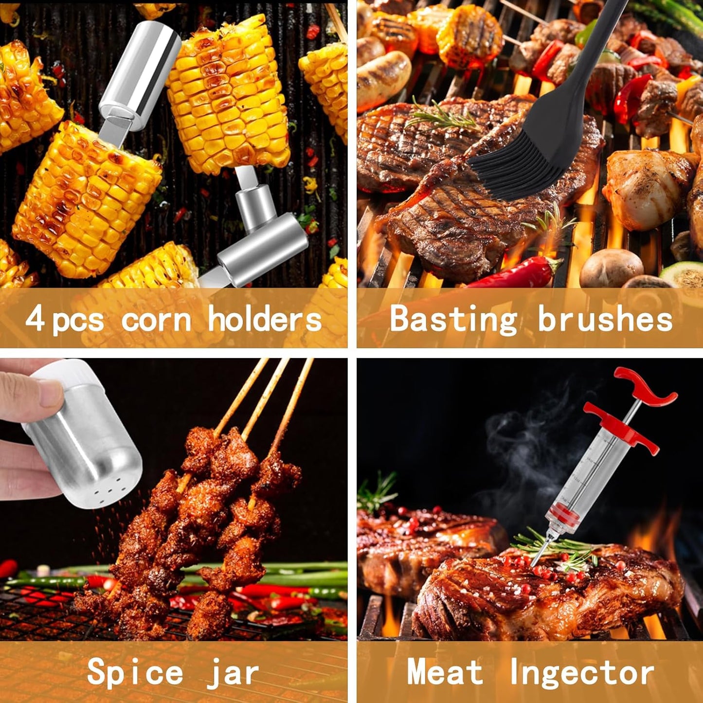 Supernal 45pcs Blackstone Griddle Accessories Upgraded-Griddle Accessories Flat Top Grill Tools for Camp Chef Griddle Cover Salt and Pepper Shakers Grill Black Tools Set Enlarged Spatula Gift Set