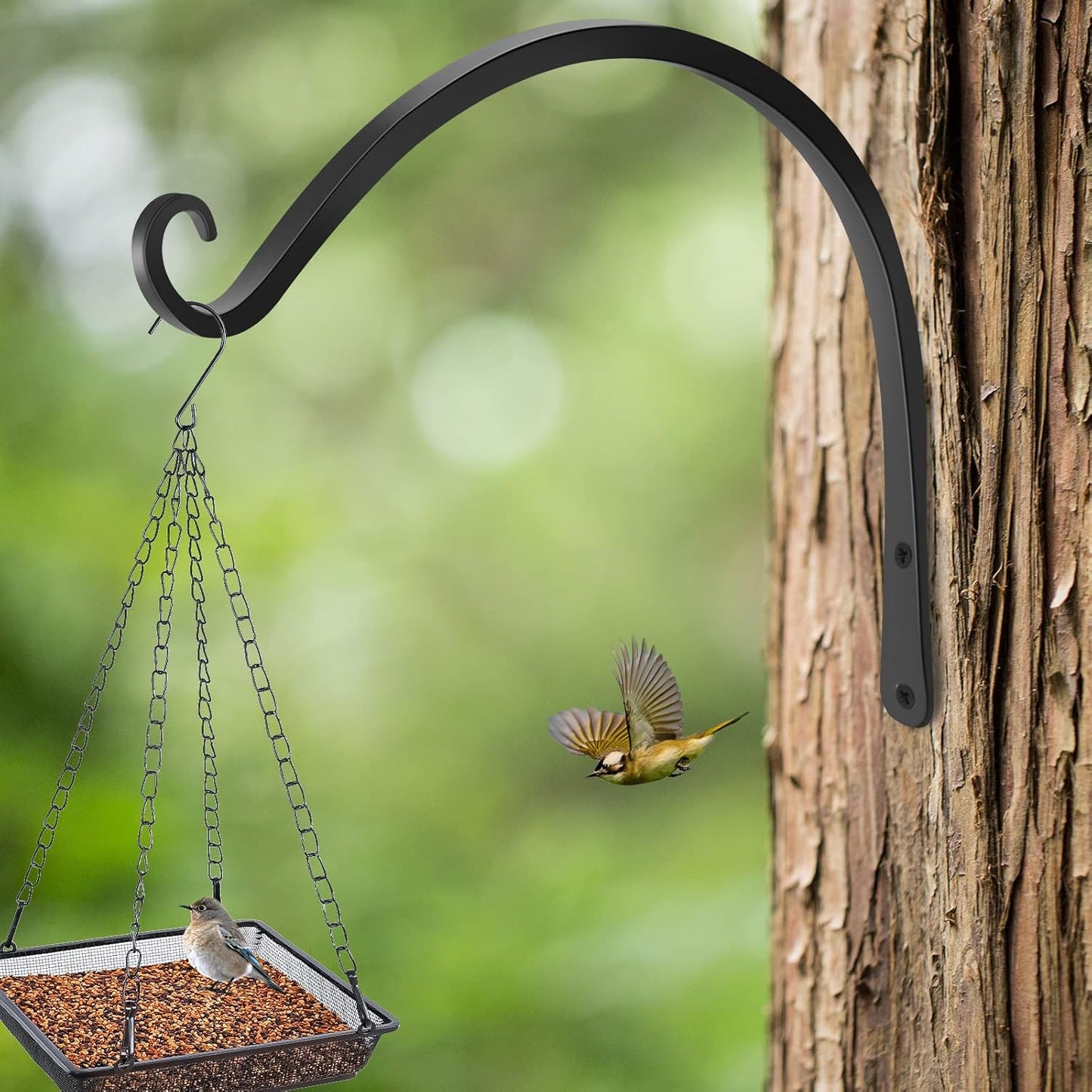 Gtongoko 2 Pack 14 Inch Plant Hangers Outdoor Metal, Plant Hooks for Wall Indoor, Outdoor Hooks for Hanging Bird Feeders, Plant Bracket, Lanterns, Wind Chinme, Black