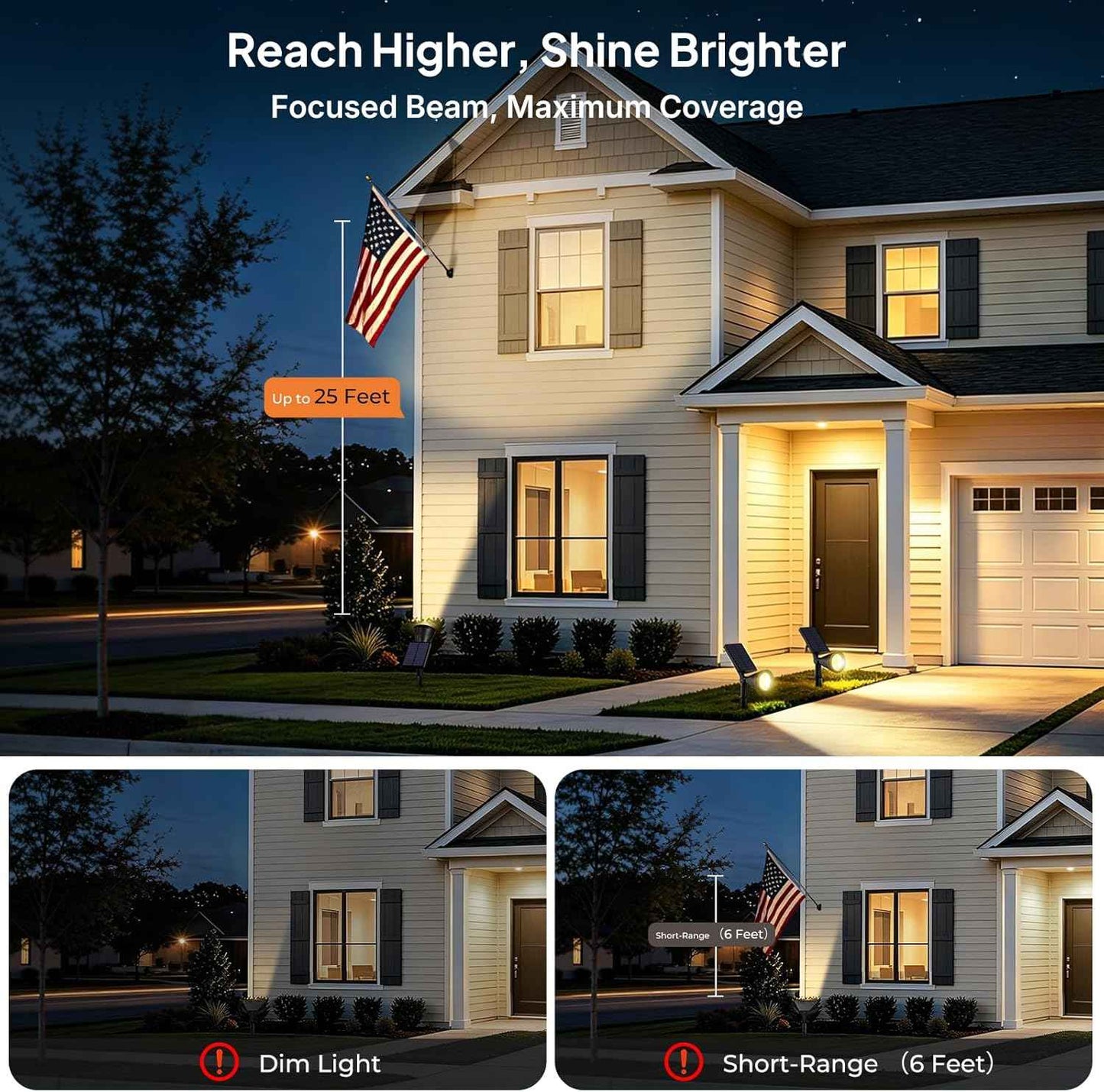 URPOWER Solar Lights Outdoor, 2-in-1 Solar Spot Lights Waterproof with 2 Lighting Modes, Adjustable Solar Powered Spotlights Auto On/Off Landscape Lights for Yard Garden Pathway, 4 Pack (Warm White)