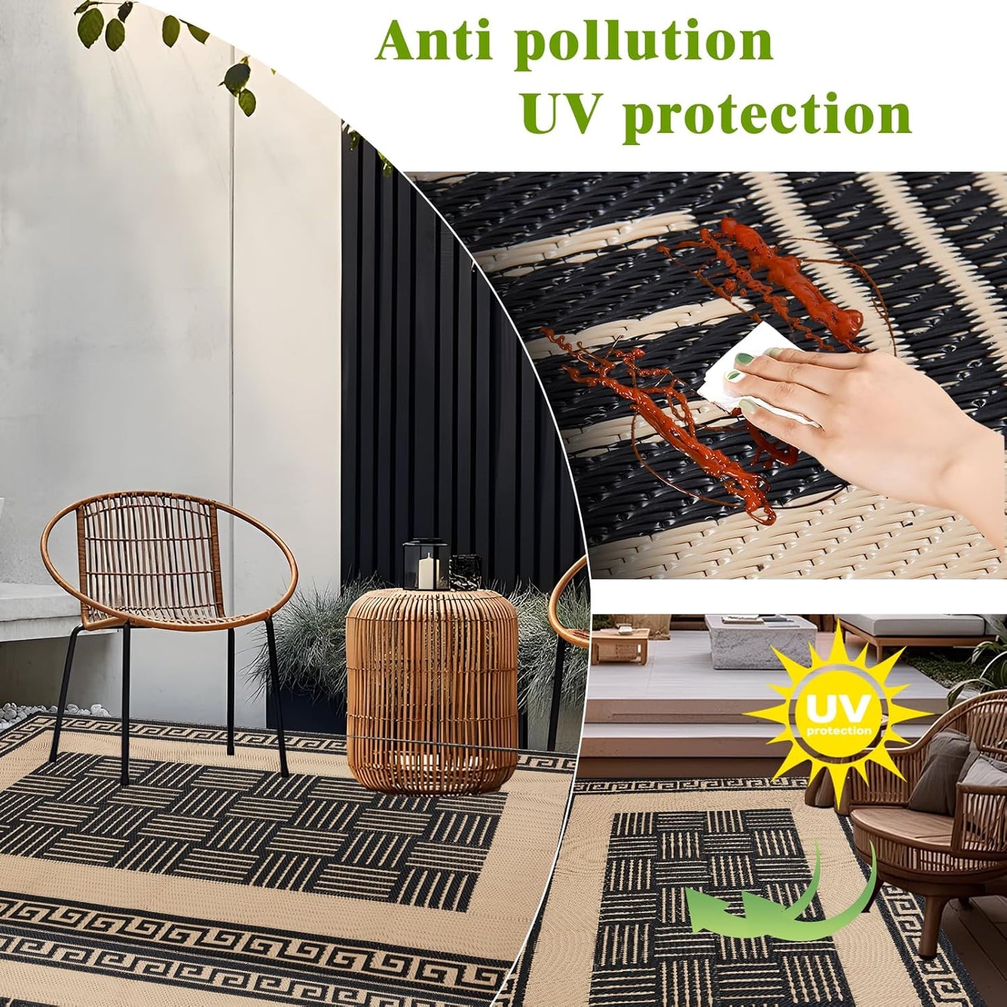 Outdoor Rug 5x8 ft Waterproof, Reversible Outdoor Plastic Straw Rug for Patios Clearance, Outdoor Area Rug Carpet RV Mat for Camping Backyard Deck Porch