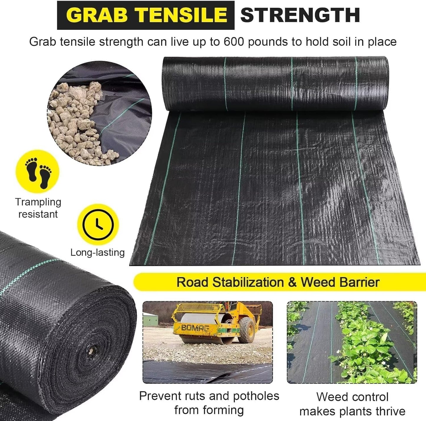 Driveway Fabric, 13x200 ft Road Fabric Commercial Weed Barrier Fabric, Landscape Fabric Heavy Duty 3.5OZ French Drain Fabric for Erosion Control,Landscape Fabric,Weed Barrier,Construction Projects