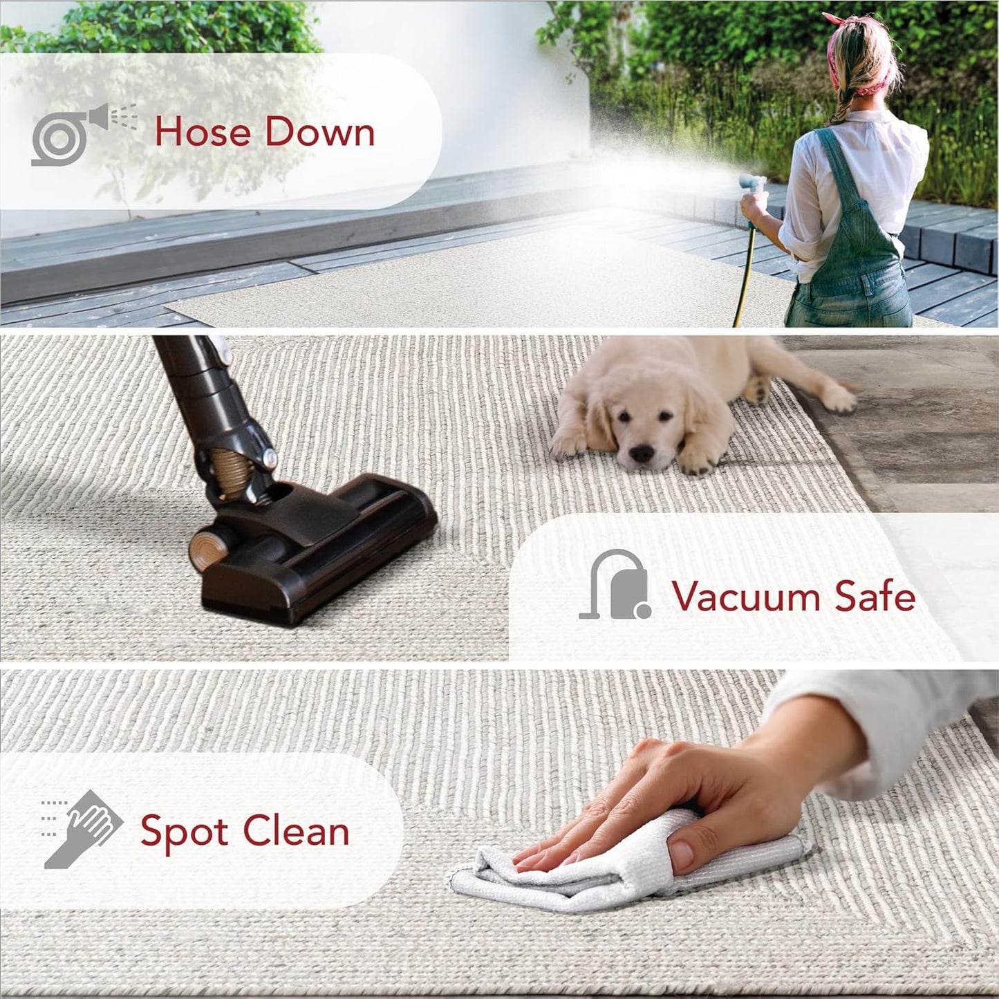 nuLOOM 6' Square Solid Hand Braided Indoor/Outdoor Area Rug, Pet-Friendly, High Traffic, Weather Resistant, for Patio, Balcony, Bedroom, Living Room, Dining Room, Wynn Ivory