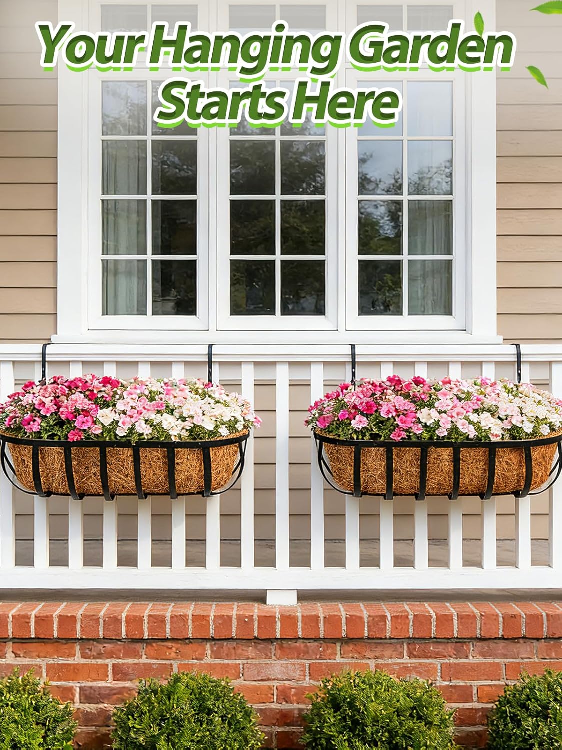 36in Arched Coco Liners for Window Planter Box - 4 Pack 100% Natural Coconut Coir Fiber Liner Replacement for Deck Flower Box, Garden Railing Fence Trough, Wall Planter Basket