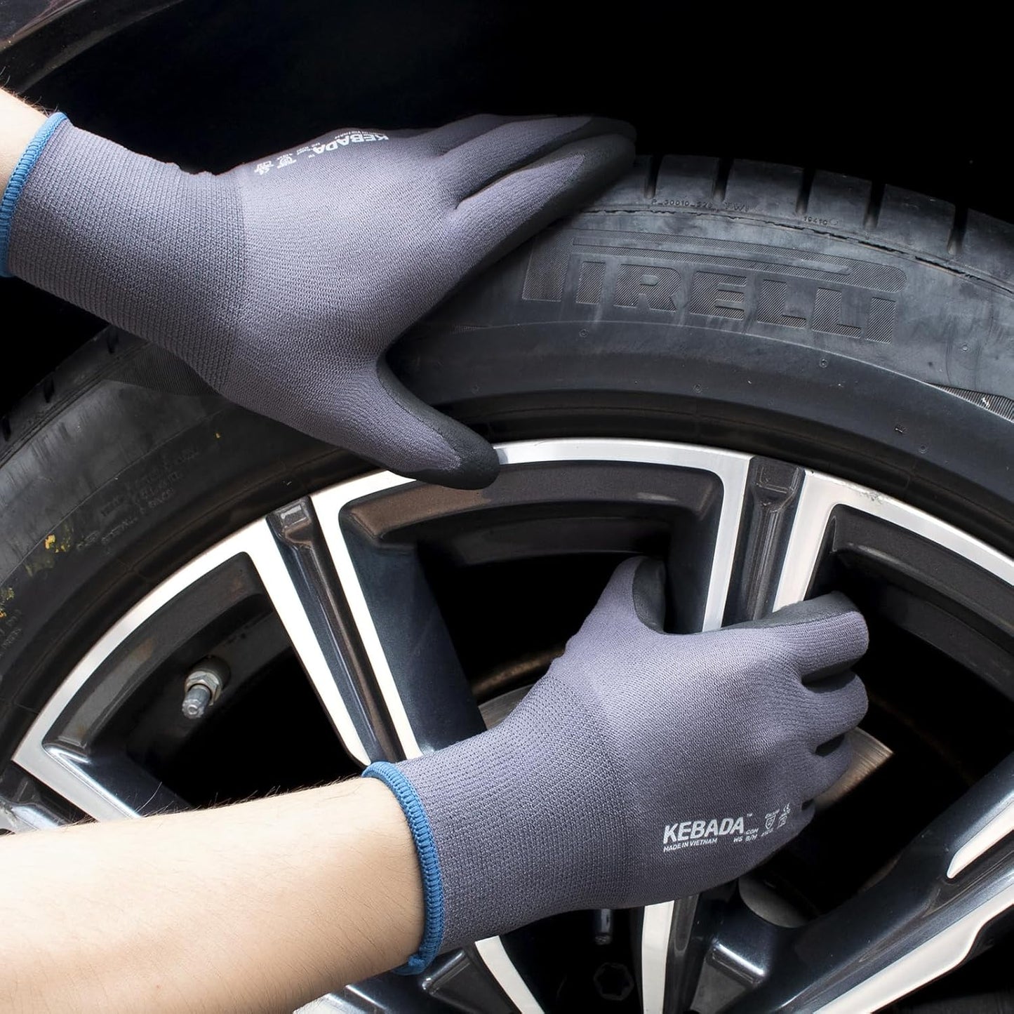 12 Pairs Work Gloves for Men and Women, Nitrile Coated Safety Protective Gloves with Grip, Ideal for Gardening, Warehouse, Mechanic, Light Duty Construction Work,Large