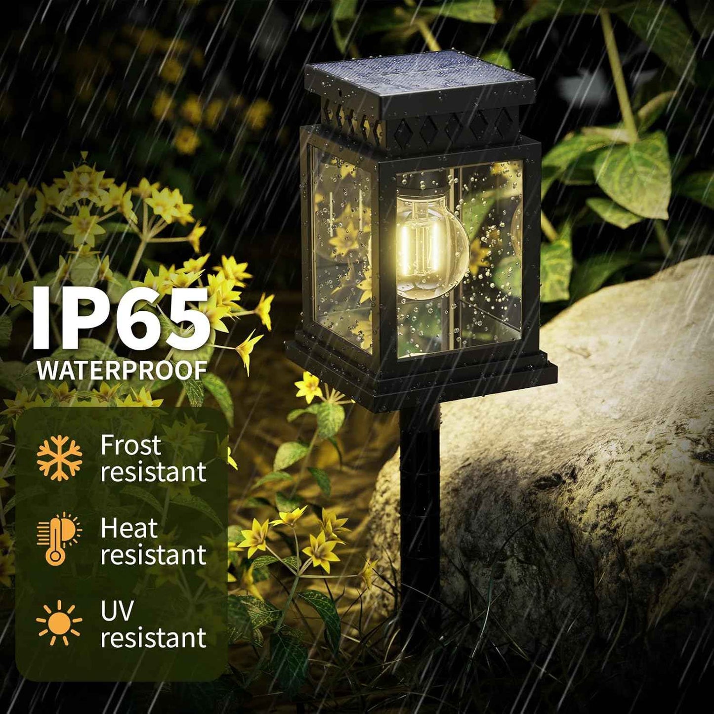 4 Pack Solar LED Stake Lights Outdoor Waterproof for Pathway Garden Yard Patio Driveway, Solar Walkway Lights Auto On/Off, Warm White, Up to 8H Lighting