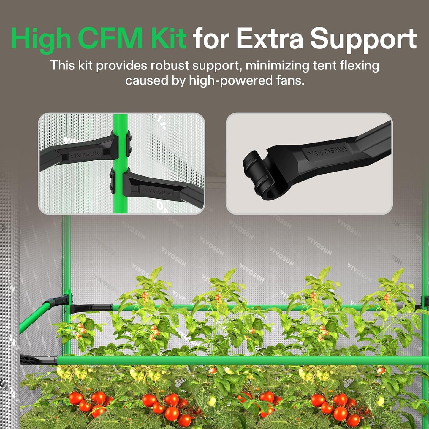 VIVOSUN P848 96"×48"×80" PRO Grow Tent, with Thick 1 inch Poles, Strengthened High Reflective Mylar Oxford Fabric, Extra Hanging Bars & High CFM Kit for Hydroponics Indoor Plant for AeroLight A200SE×4