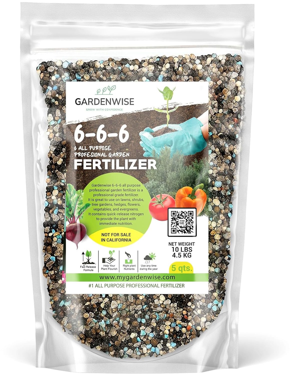 6-6-6 All-Purpose Professional Plant Food Fertilizer; Ideal for Winter Care & Spring Feeding, Perfect Balanced NPK for Indoor and Outdoor Plants (5 QUARTS)