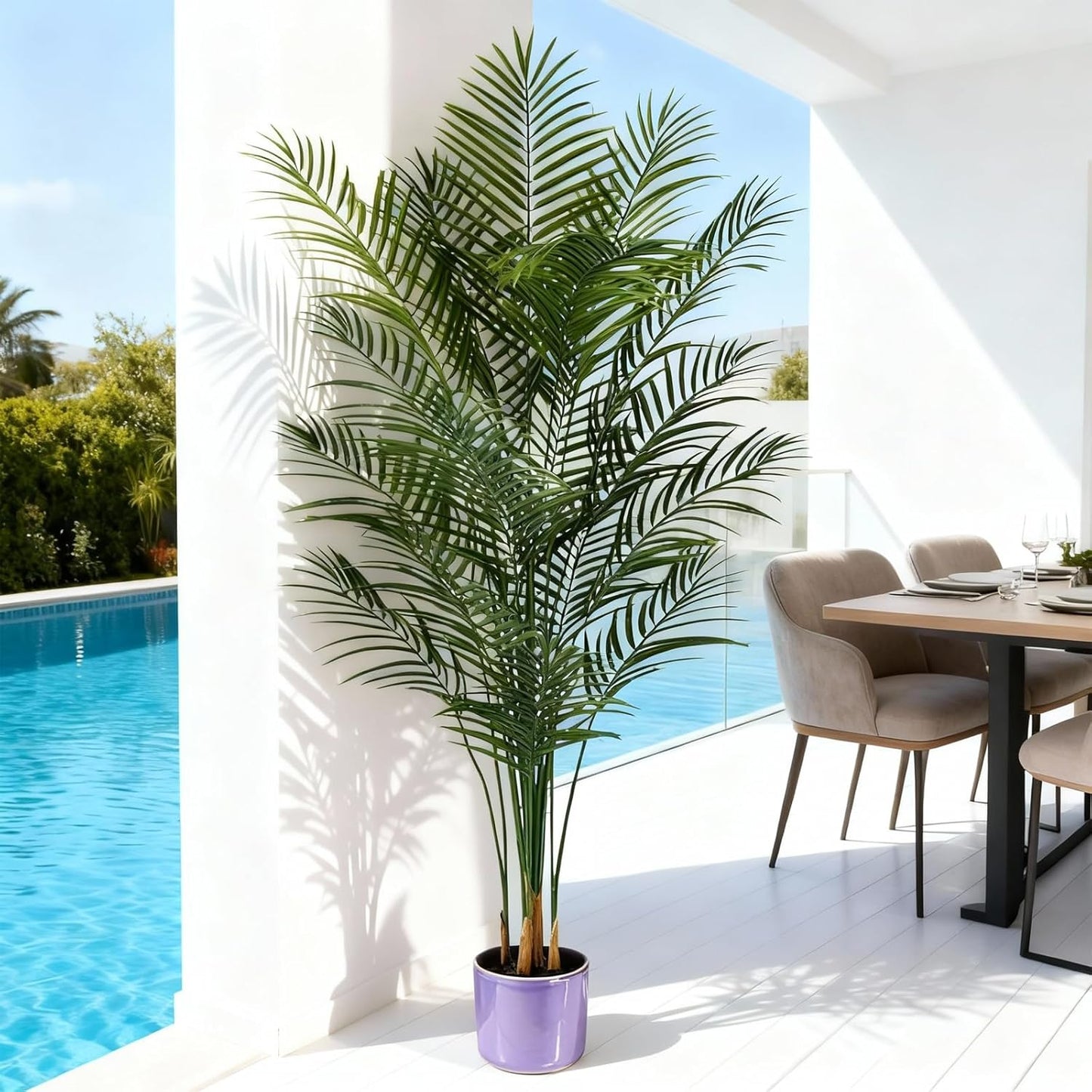 Artificial Palm Tree Indoor 6.5ft, Large Fake Tropical Areca Palm Tree with 18 Trunks, Faux Dypsis Lutescens Floor Plant in Pot for Indoor Outdoor Home Office Decor & Housewarming Gift