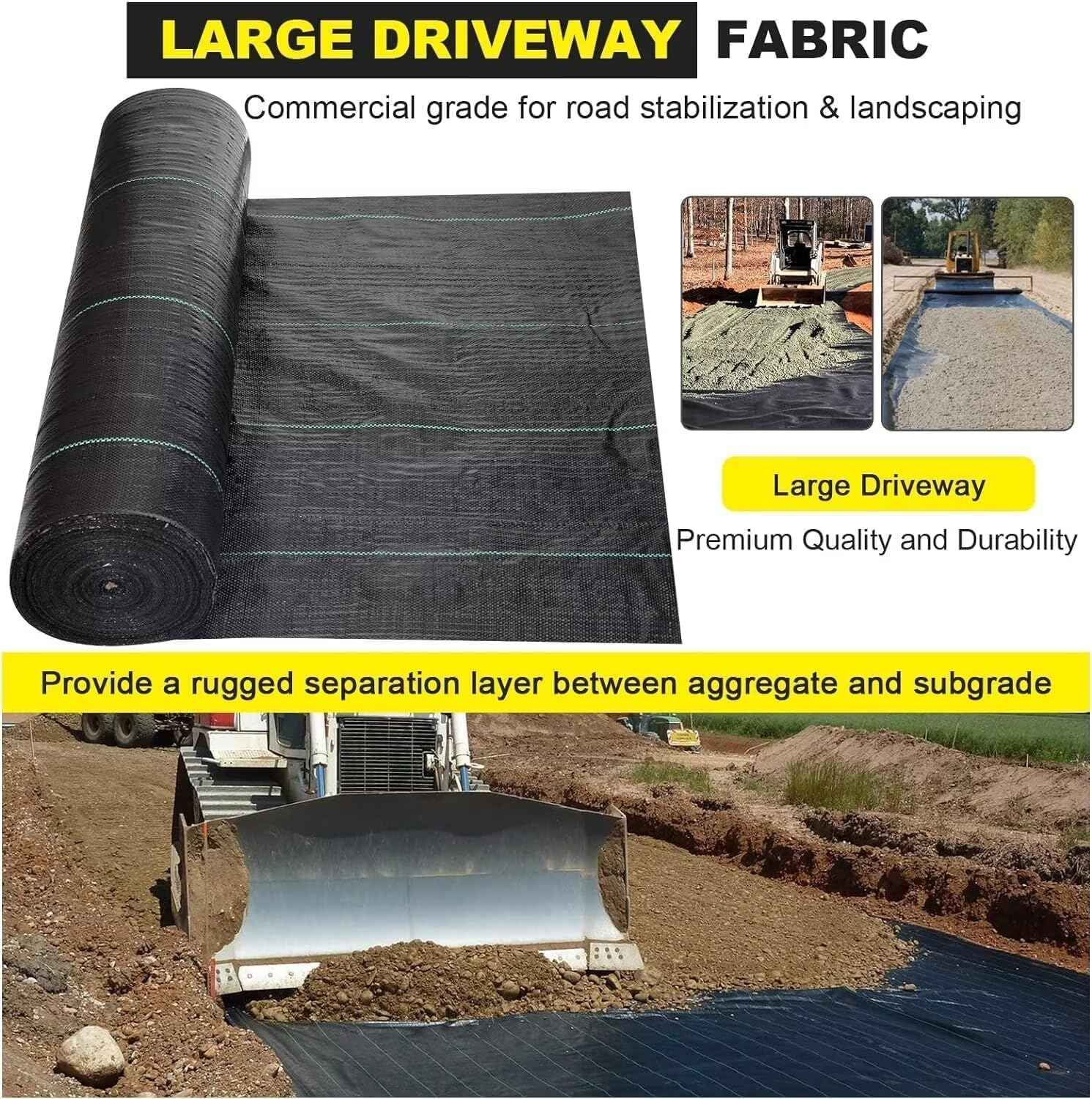 Driveway Fabric, 13x200 ft Road Fabric Commercial Weed Barrier Fabric, Landscape Fabric Heavy Duty 3.5OZ French Drain Fabric for Erosion Control,Landscape Fabric,Weed Barrier,Construction Projects