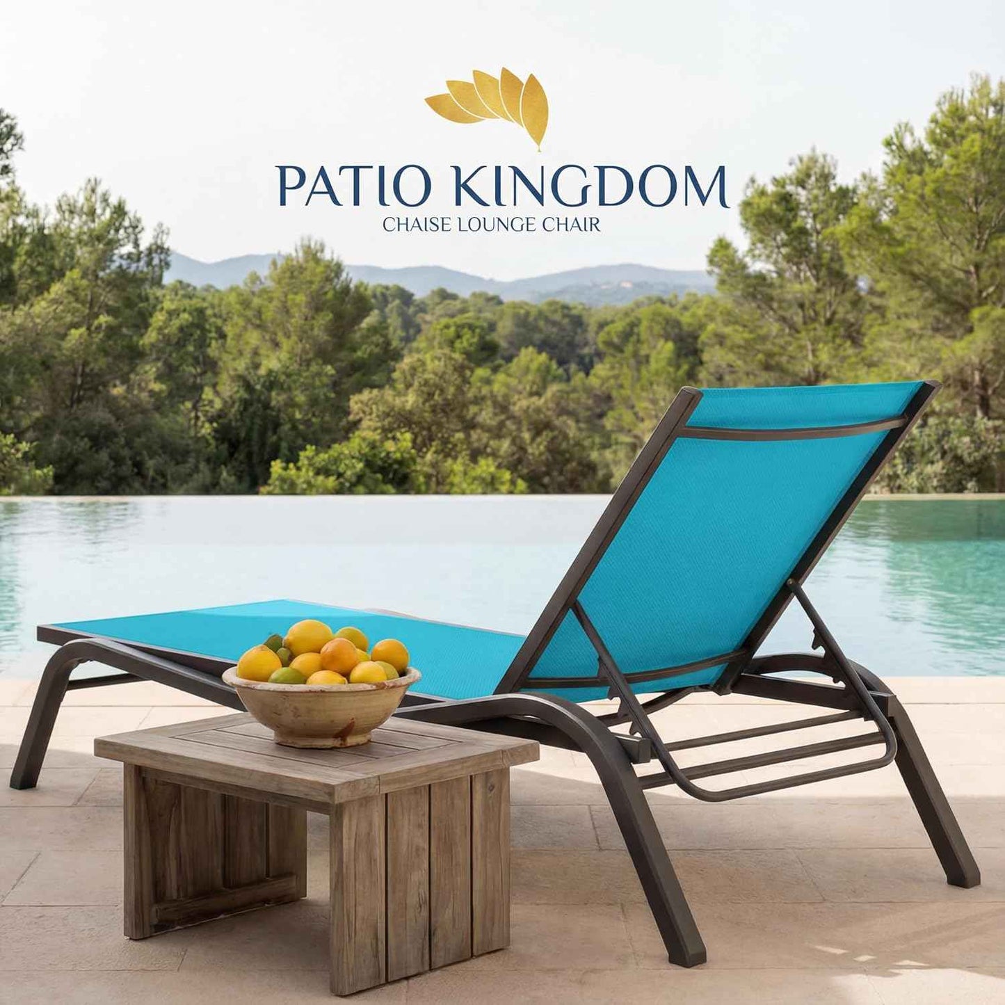Set of 2 Patio Chaise Lounge Chairs, All-Weather Aluminum Pool Loungers for Outside, 5-Position Adjustable Sunbathing Chair for Deck, Backyard & Poolside, Rust-Proof, Sky Blue