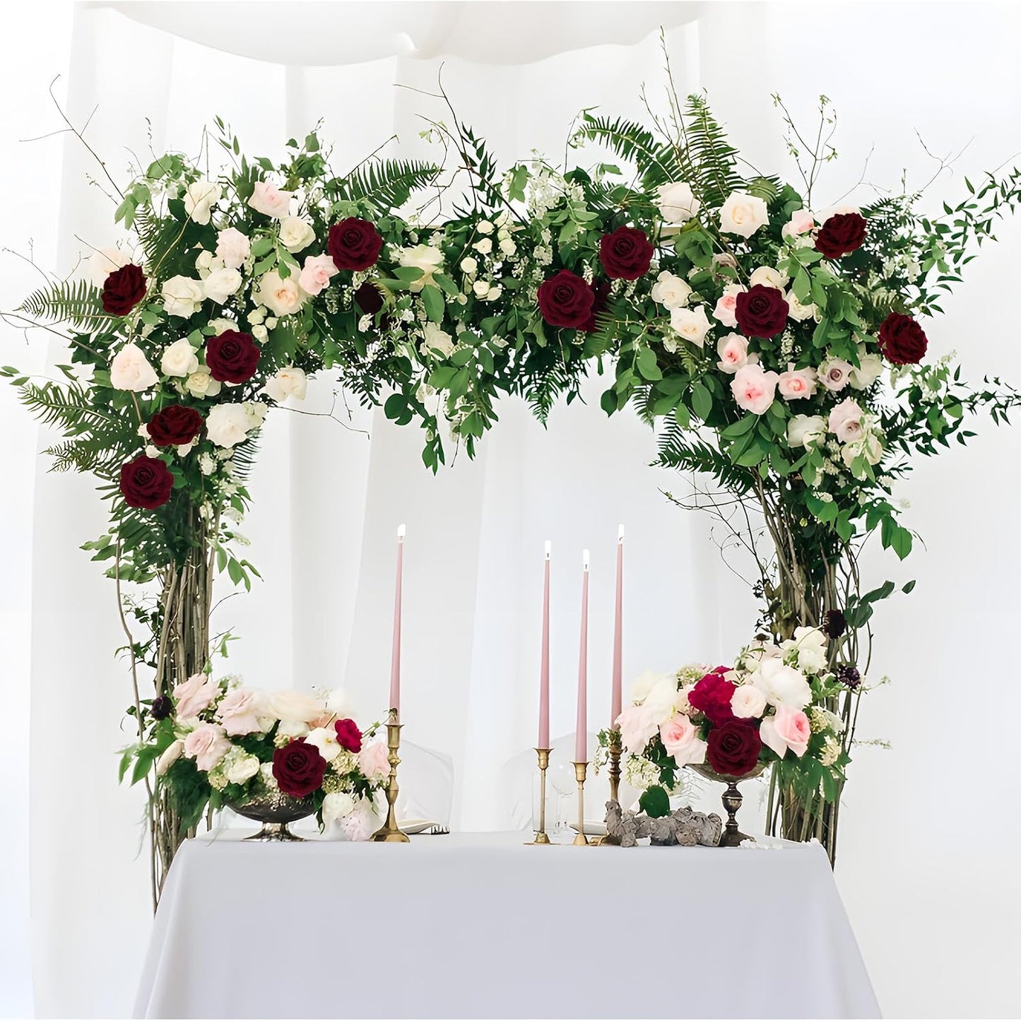 25PCS Rose Artificial Flower Heads 7 CM 2.75 in Velvet Rose Flowers Real Look Rose Flower Heads for DIY Wedding Home Party Baby Shower Decor (Burgundy)