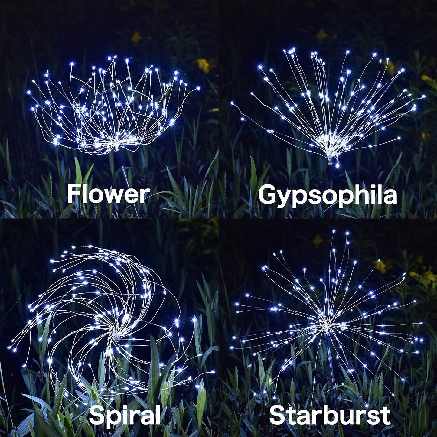 Solar Outdoor Lights,4 Pack 120 LED Waterproof Solar Firework Lights are 8 Modes Decorative Sparkles Stake Landscape Light,Garden Copper Wire Firework Lamp for Backyard Lawn Patio Decor(Cool White)
