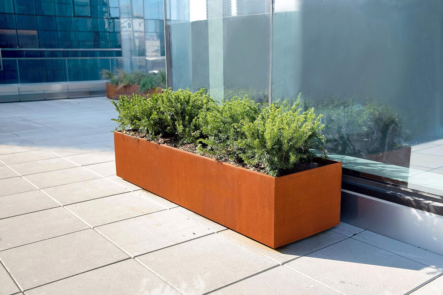 36-Inch Corten Steel Planter Box - Large Rectangular Outdoor Planter | Heavy Duty Metal, Modern Rustic Finish | Made in USA
