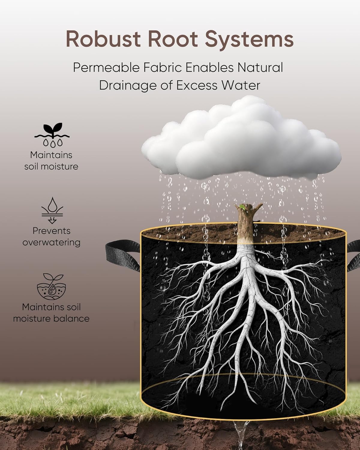 The Growing 5 Pack 25 Gallon Fabric Grow Bags，Thickened Aeration Nonwoven Fabric Plant Pots with Durable Handles,Heavy Duty 300G Planter Pot for Tomato, Fruits, Vegetables and Flowers, Black