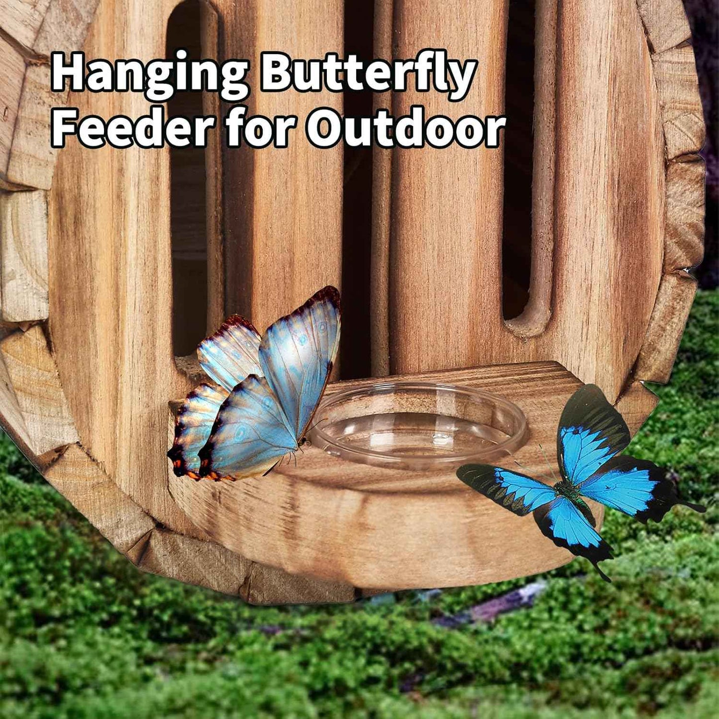 Butterfly House Butterfly Habitat Garden - Wooden Butterfies Houses with Feeder Hanging Garden Decoration Natural Nesting Box for Butterflies Bugs Moths & Lacewings