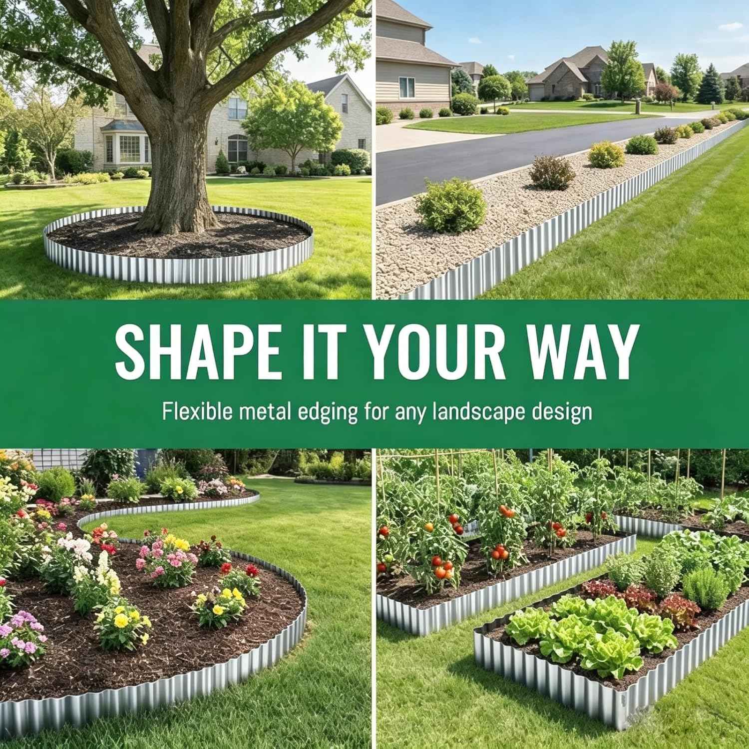 Corrugated Garden Edging Border, 6IN x 40FT Metal Landscape Paver Edging, Sturdy Steel Fence for Garden, Flower Bed Edging, Tree Fence, Yard Edging