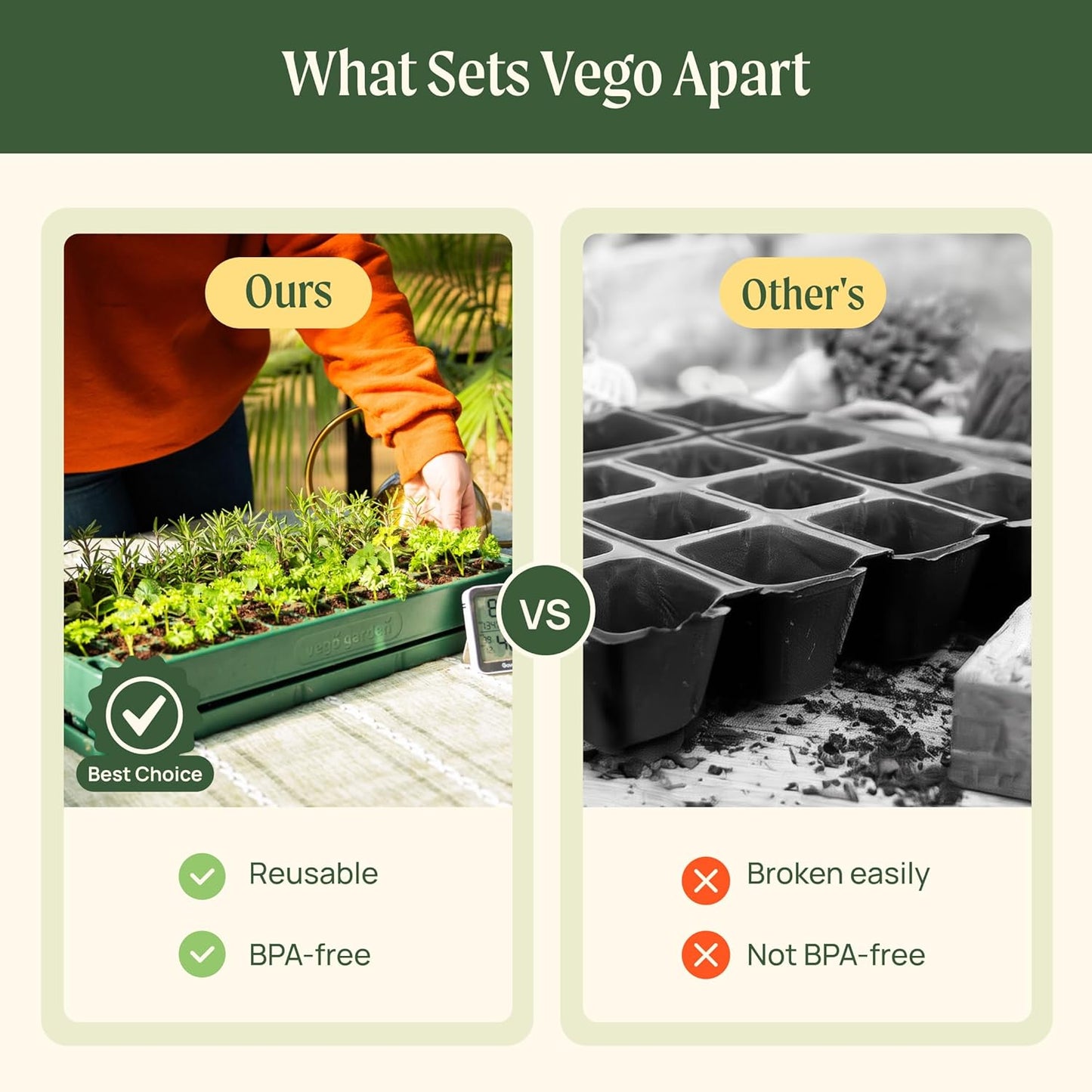 Vego garden 3-in-1 Plant & Pop Board Seedling Popper Tool, 10" x 20", Works Perfectly with Stackable Seedling Trays