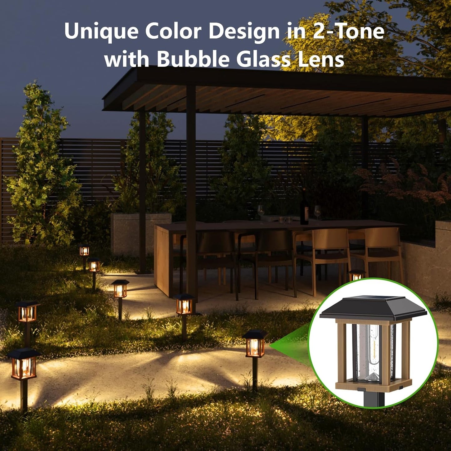 XMCOSY+ Vintage Solar Pathway Lights Outdoor 4 Pack – Warm White Seeded Glass Garden Lights, Waterproof Solar Landscape Lighting for Walkway Yard Patio Driveway & Farmhouse Decor