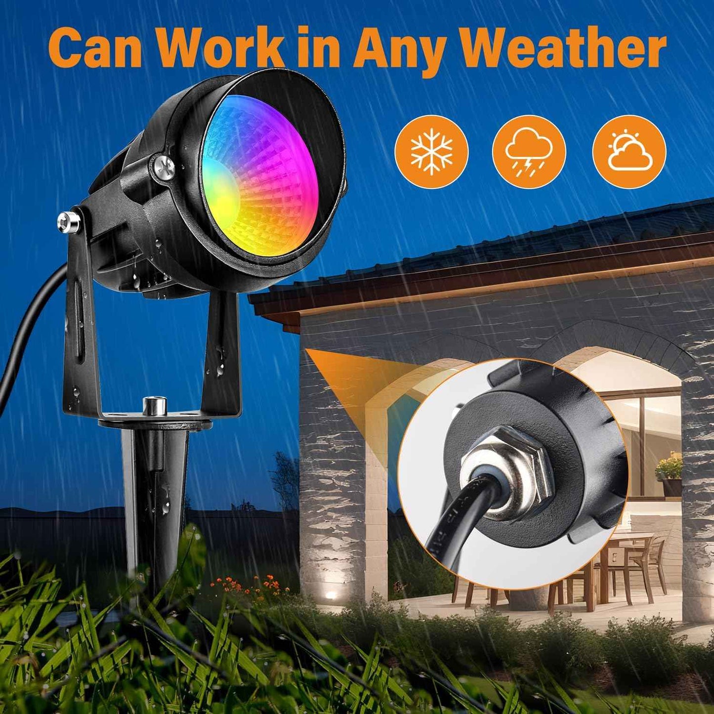 Low Voltage RGBW LED Landscape Lights Spot Lights Outdoor for Yard Garden Decor Spotlight, 12V-24V Low Voltage Landscape Lighting with 16 Color Changing and Remote IP68 Waterproof (8)