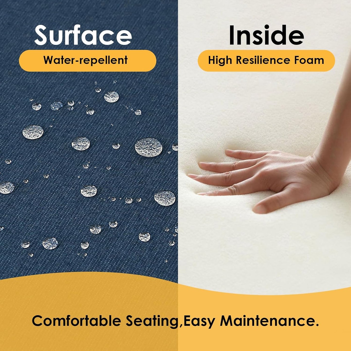 Outdoor Sunbrella Square Corner Seat Cushion, 19"x19"x3", Set of 4, Non Slip Seat Cushion Pads with Removable Cover for Patio Furniture, Garden Yard Lawn, Specrtum Indigo