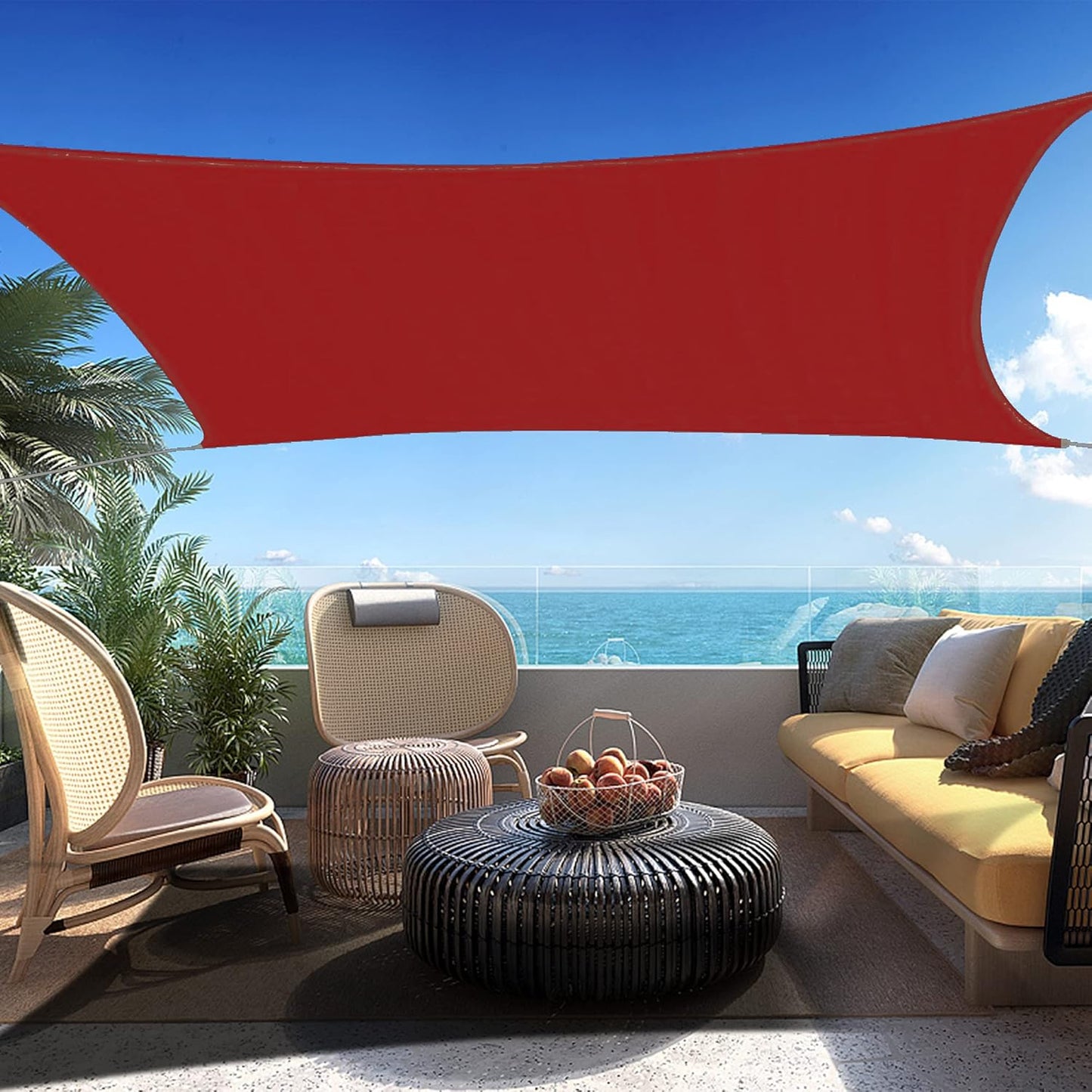 15' x 23' Red Rectangle Sun Shade Sail SSP1212 Canopy Durable Fabric UV Block Awning,We Make Custom Orders