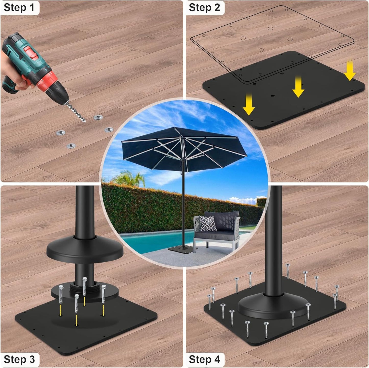 Suitable for Purple Leaf Umbrella Base of Deck Cantilever Umbrellas,15.75''(L) X 15.75''(W) X 0.39''(T),Offset Patio Cantilever Umbrella Base,Fixed Purple Leaf Umbrella Base,Weighs 29 LB