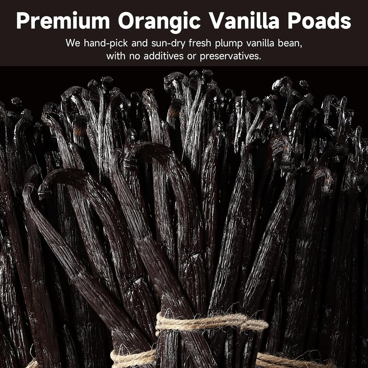 SPICEEL Organic Madagascar Vanilla Beans Grade A Vanilla Pods for Making Extract, Whole Vanilla Beans for Baking, Gluten Free, Non-GMO, Kosher, 6 Counts