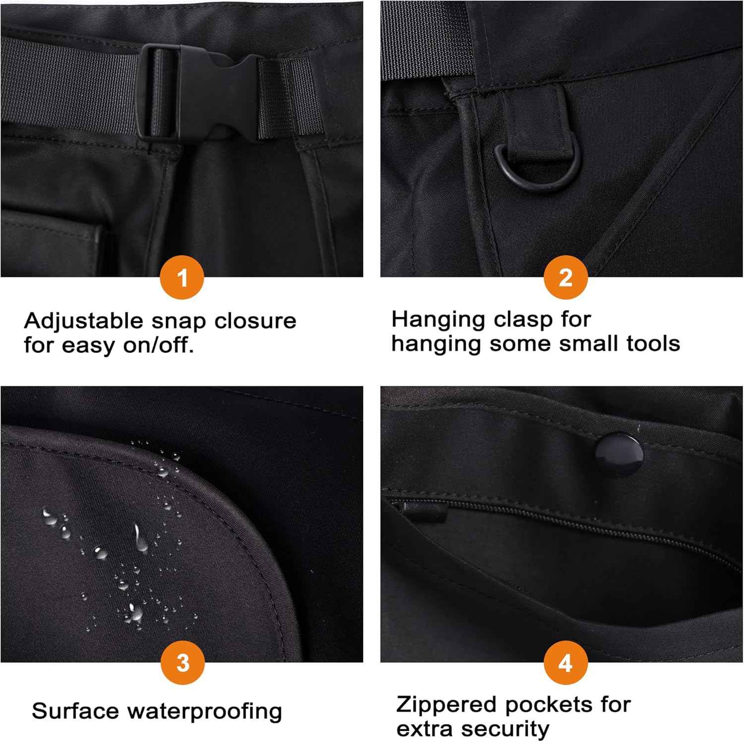 Waist Tool Apron Bag with Multiple Pockets for Men/Women, Work apron,Garden Tools for Gardener(Black)