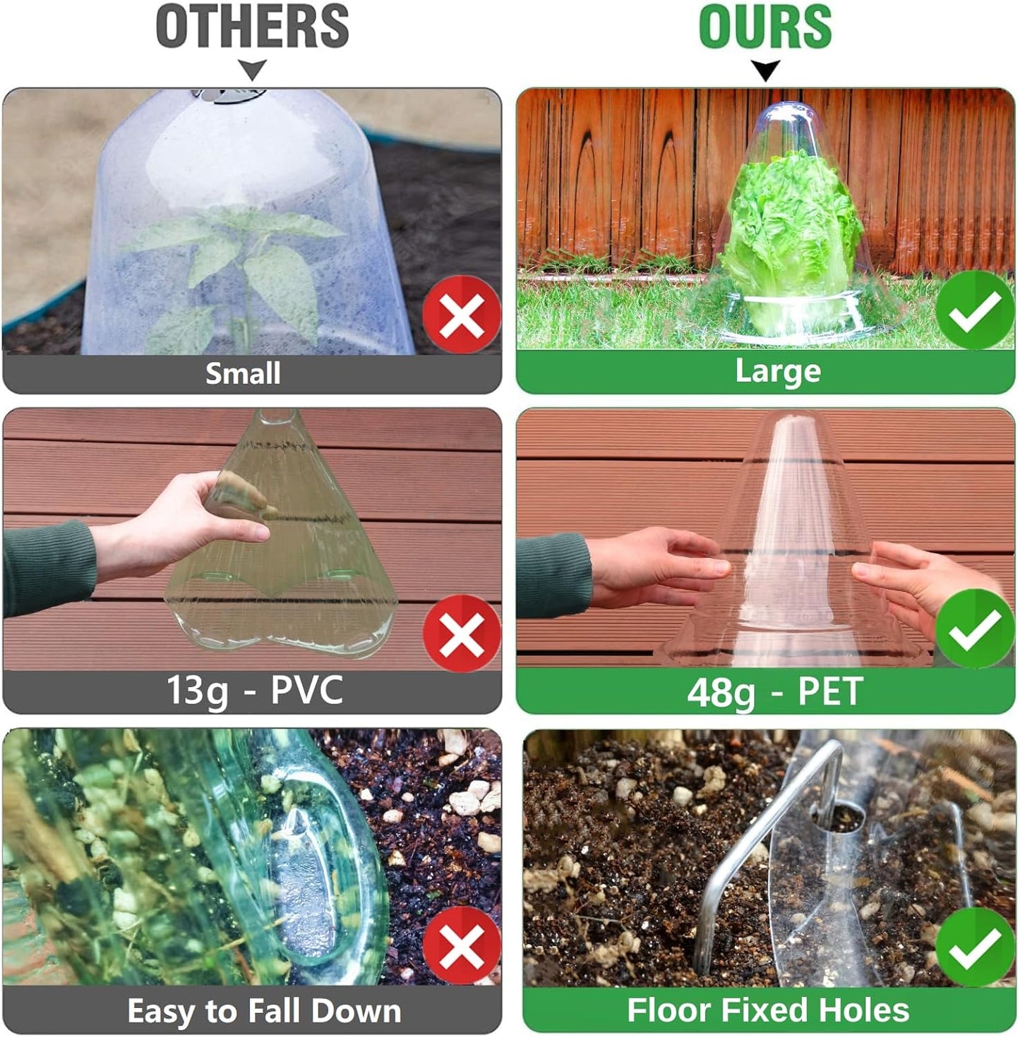 【30 Pieces】 Garden Cloches for Plants, Large Plant Covers Plant Protectors Clear Bell Jar Cloches to Protect Plants from Birds, Slugs, Frost, Freeze Weather, 10.6" D x 9.5" H, Transparent (30PCS(Big))
