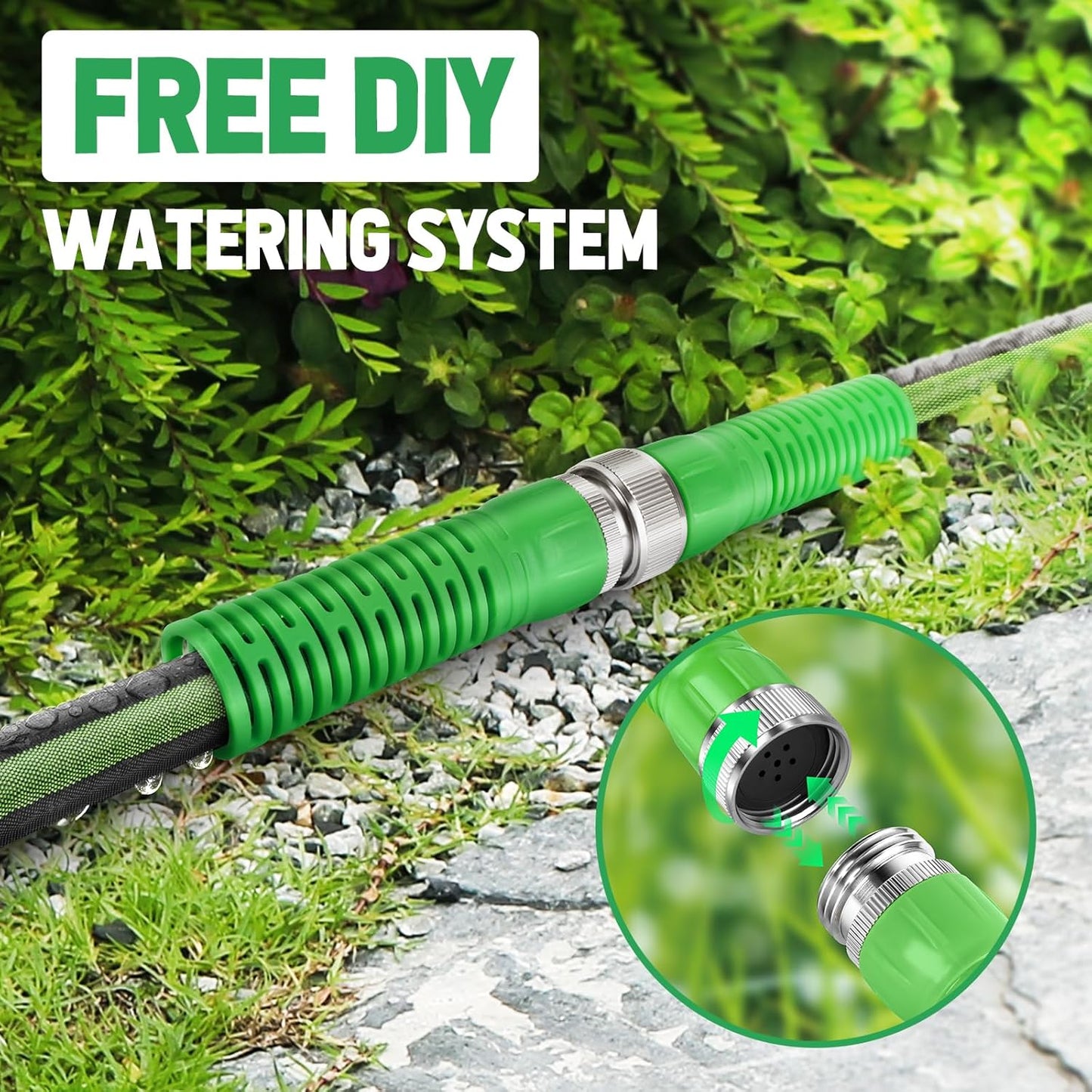 Flat Soaker Hose 75FT for Garden and Lawns, 80% Water-Saving Drip Irrigation Hose with Anodized Aluminum Ends, Flexible Leakproof Double Layer Gardening Hoses ﻿