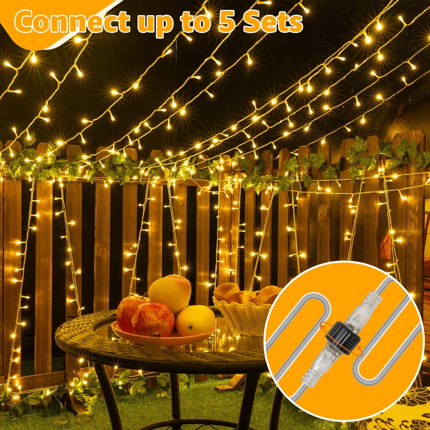 Ollny 120LED 40FT String Lights, Waterproof Connectable Fairy Lights with Timer 8 Modes, Warm White Plug in Christmas Light for Indoor Outdoor Patio Party Bedroom Classroom Decor