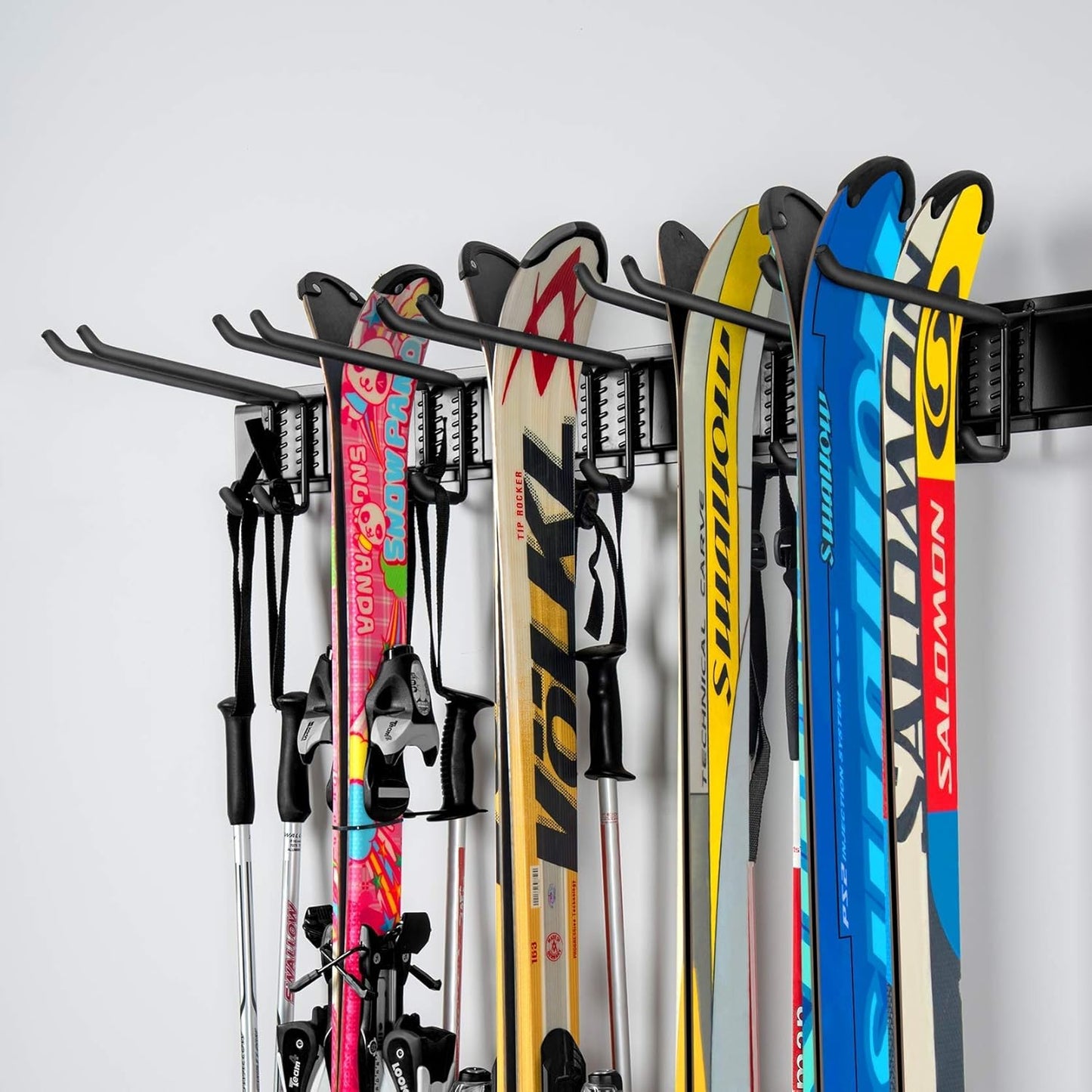 WALMANN Wall Mount Tool Organizer, Mop and Broom Holder, Garage Storage Rack, Heavy Duty Garden Tool Storage Organization System, Holds Up to 300lbs