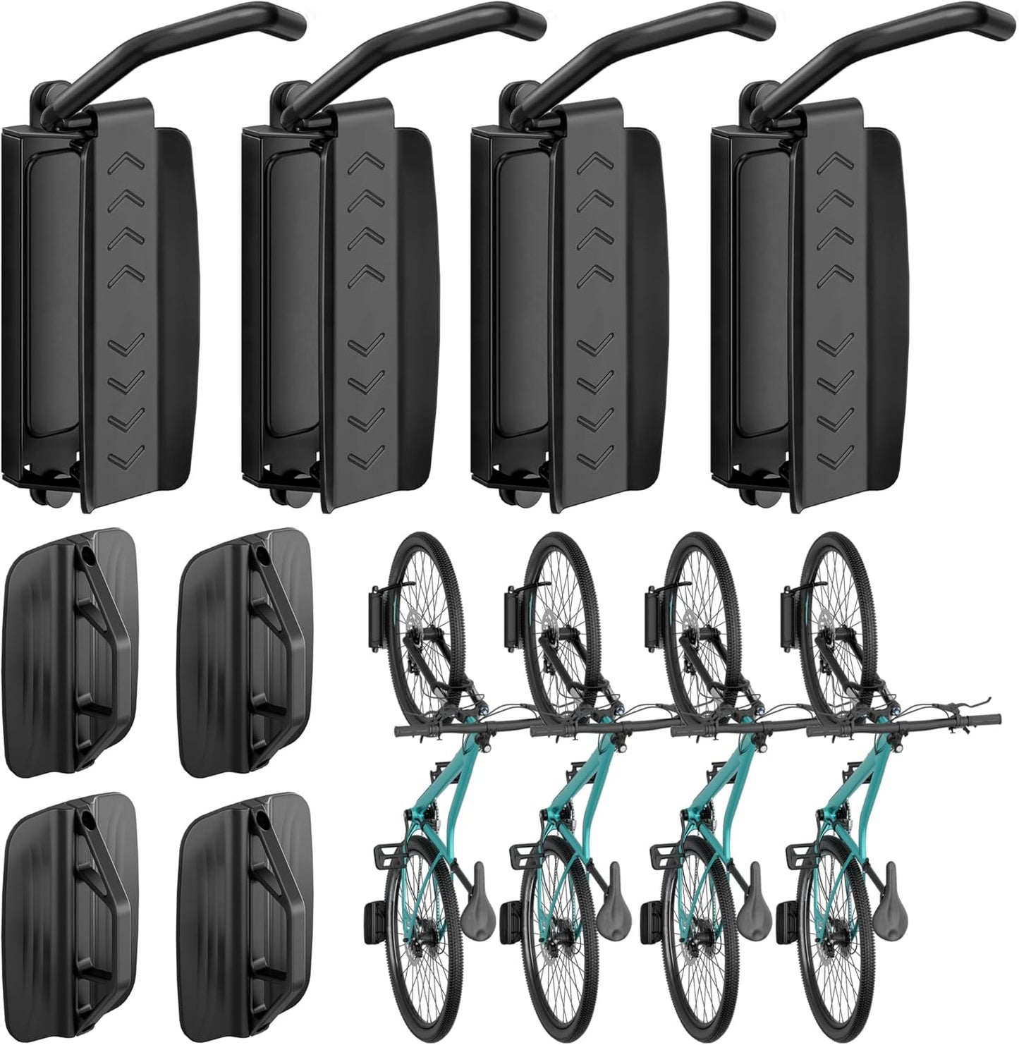 Bike Rack Garage, Bike Wall Mount Heavy Duty, Holds 77 Lbs, Swivel Bike Hangers for Garage, Adjustable Indoor Bike Storage for Bedroom Home Office, 4 Pack