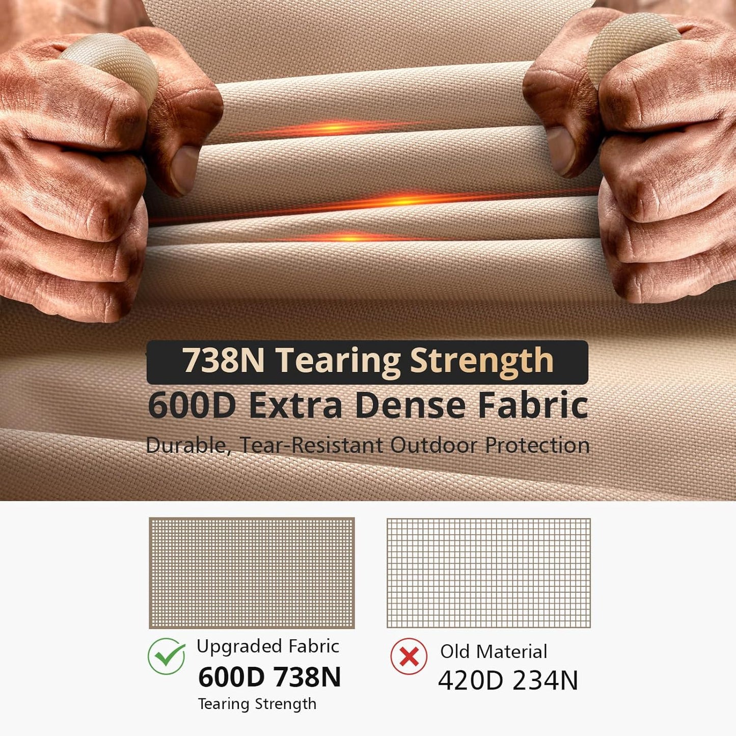 QH.HOME Winter Patio Heater Covers, [2025 Upgraded Tear-Resistant Fabric] Waterproof with Robust Zipper ,Height fit 87"-92",Dustproof/Wind/Sunlight/Snow-Resistant, Camel