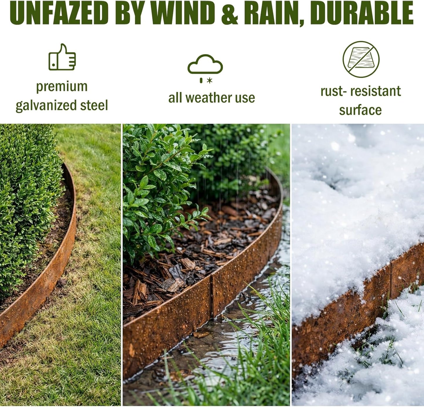20ft. Cor-Ten Landscape Edging 8 inch，6 Pack Metal Landscape Edging with 7 Stakes & Gloves, Bendable Steel Edging for Landscaping as Flower Bed Yard Pathway Divider （40" L x 8" H, Rusted）