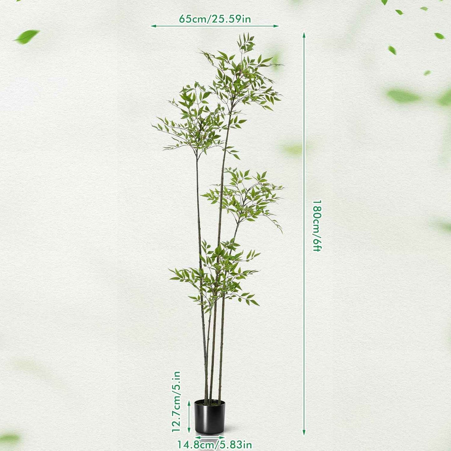 Giegxin 6ft Faux Bamboo Tree Indoor Artificial Nandina Tree Realistic Large Fake Plants Potted Planter Tall Foliage Floor Plant for Home Office Corner Room Decor Greenery Housewarming Gift(Green)