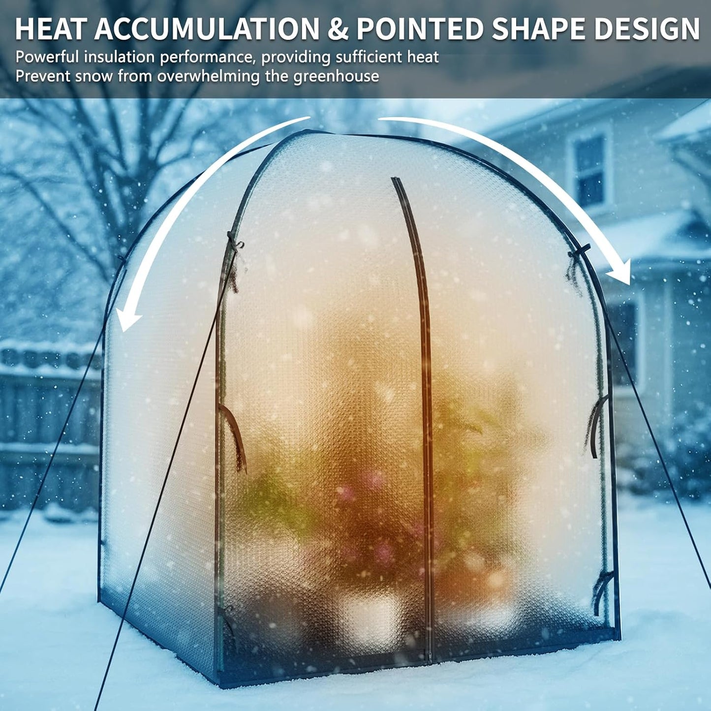 SUNYRISY Greenhouse for Outdoors and Indoor, Bubble Film Small Mini Green House for Outside, Portable Grow Tent Plant Cover with Waterproof Pad and Zippered Door, 59" L x 59" W x 75" H