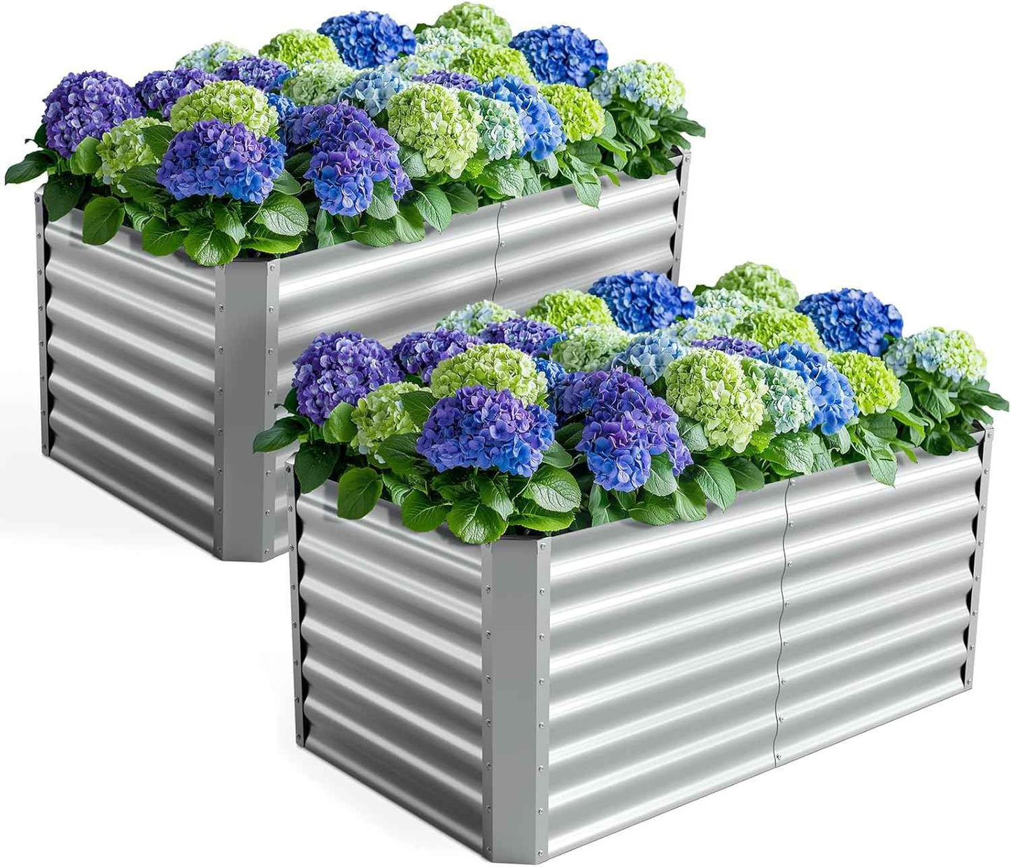 4X2X2ft (2 Pack) Galvanized Raised Garden Bed,Outdoor Planter Box Metal Patio Kit Planting Bed for Vegetables Flowers Herb