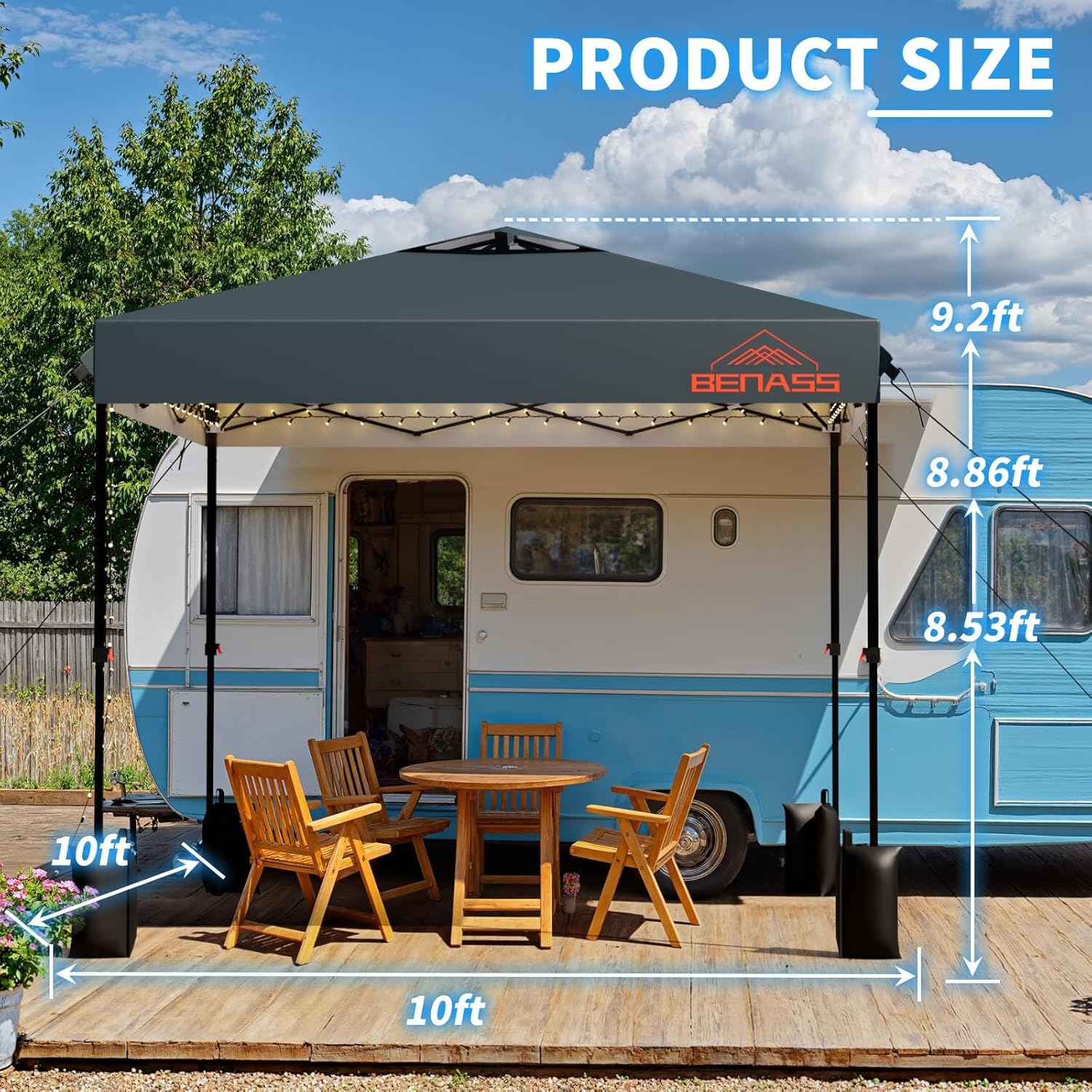 10x10 Pop Up Canopy, Easy Up Canopy Tent, Heavy Duty Tents for Parties, One Person Set Up Event Tent, Grey
