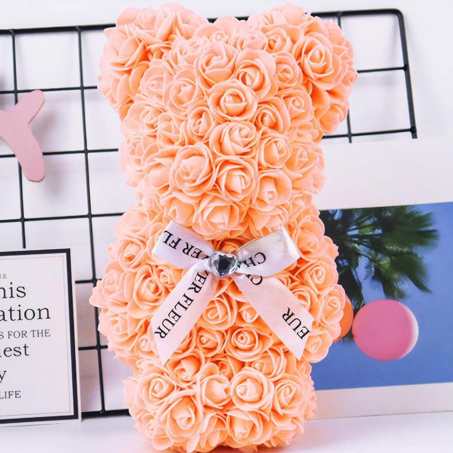 500 Pcs 1.4 Inch Mini Artificial Flowers Head Bulk 5 in 1 Set Faux Foam Fake Small Rose Tiny Baby Flores Bouquet Cake Gift Home Decoration DIY Craft (Orange)