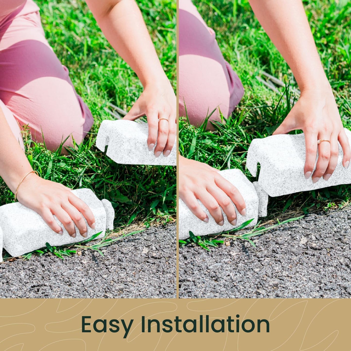 Beuta Landscape Edging | Garden Edging Border | Faux Stone Bricks for Lawn edging, Flower beds, Pathways & Yard Edging– 10 Packs | Each Section Has 6 Bricks 48"L x 4"W x 2.25"H | 30 Spikes |Limewash