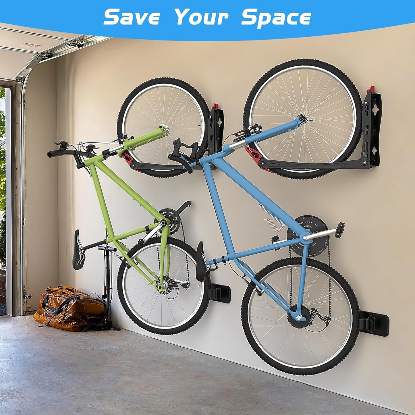 WALMANN BIKEPAL No Lifting Wall Mount Swivel Bike Rack, Wall Bike Hangers for Garage Space Saving Vertical Bike Storage(4 Pack)