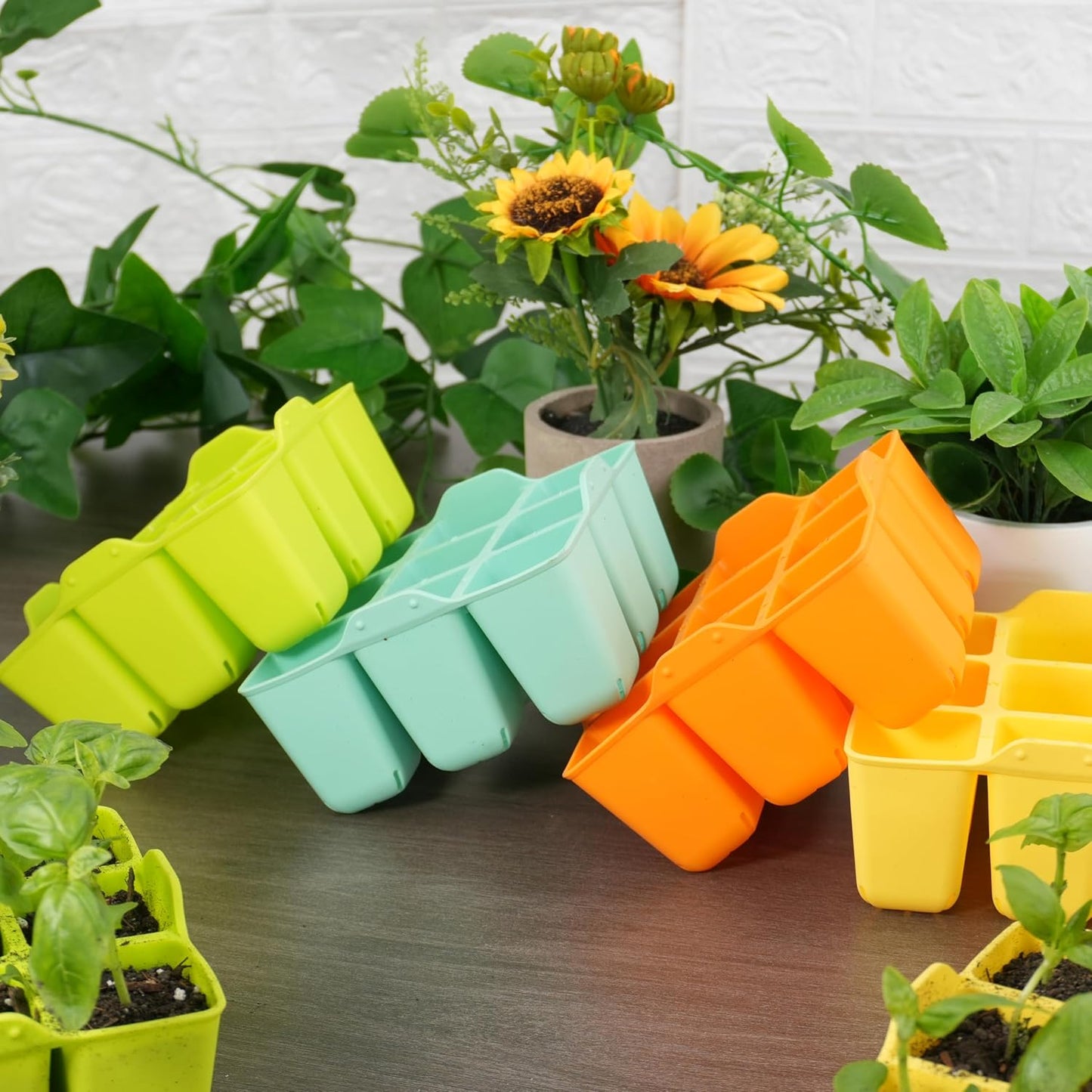 Silicone Seed Starter Tray - 16-Pack Seedling Starter Trays with Flexible Pop-Out Cells for Seed Starting, Indoor Gardening Reusable Plant Germination Trays, BPA-Free & Dishwasher Safe