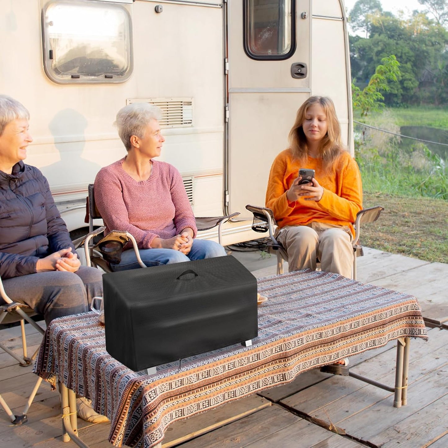 Grill Cover for Pit BOSS 10697 Table Top Wood Grill, Waterproof Gas BBQ Cover Protective Cover for Portable Smoker- 19" D x 24" W x 15" H, Black