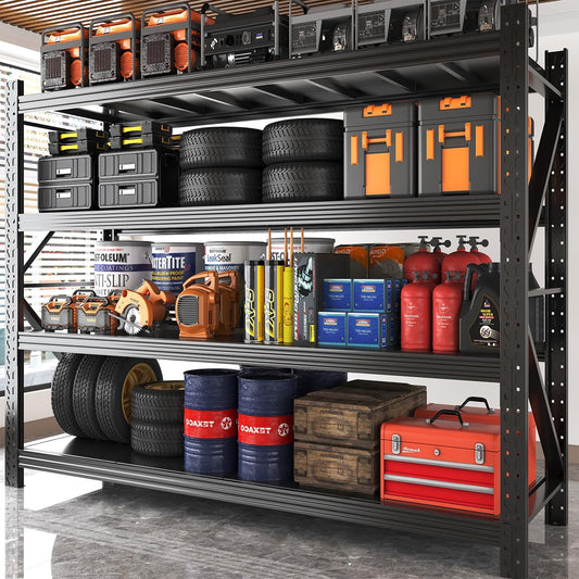 Garage Shelving Units,67" Wide Heavy Duty 4-Tier Metal Storage Shelf with Adjustable Shelves,3000lb Capacity Industrial Shelving for Garage Organization,Basement Storage,WorkshopWarehouse